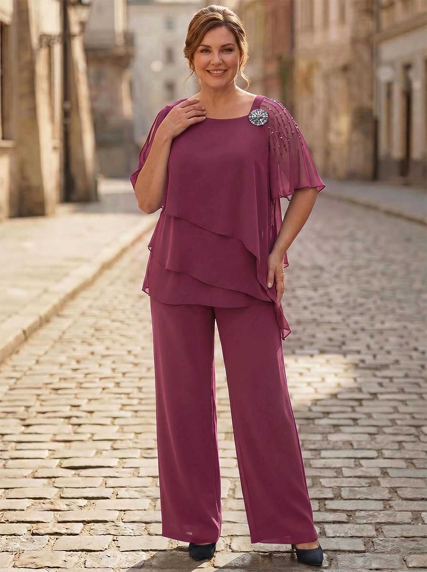 Jumpsuit/Pantsuit Asymmetrical Chiffon Mother Of The Bride Dresses