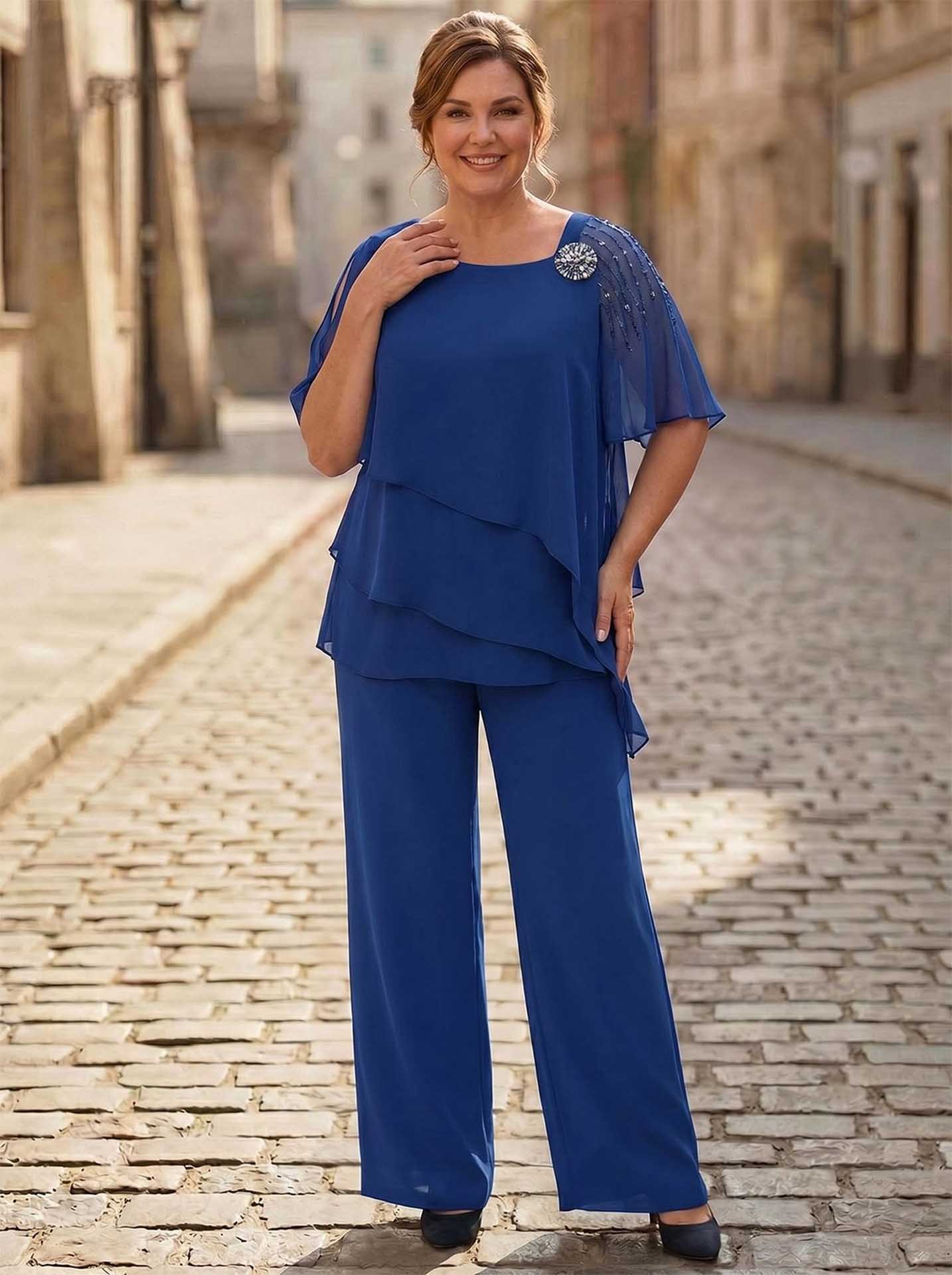 Jumpsuit/Pantsuit Asymmetrical Chiffon Mother Of The Bride Dresses