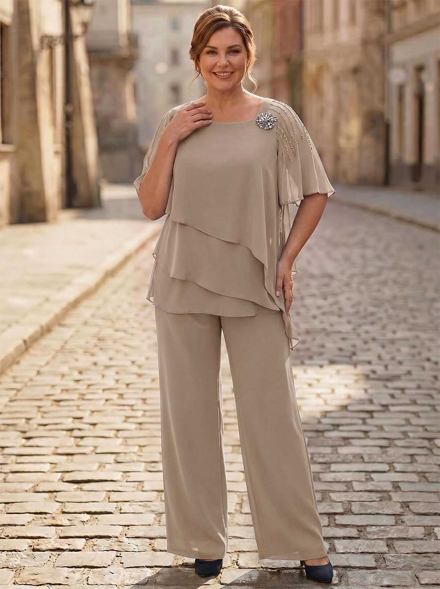 Jumpsuit/Pantsuit Asymmetrical Chiffon Mother Of The Bride Dresses