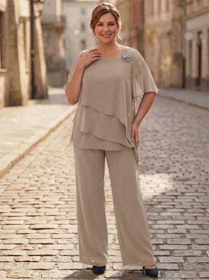 Jumpsuit/Pantsuit Asymmetrical Chiffon Mother Of The Bride Dresses