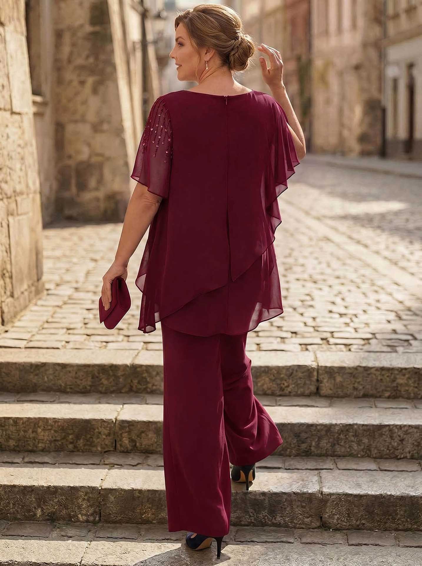 Jumpsuit/Pantsuit Asymmetrical Chiffon Mother Of The Bride Dresses