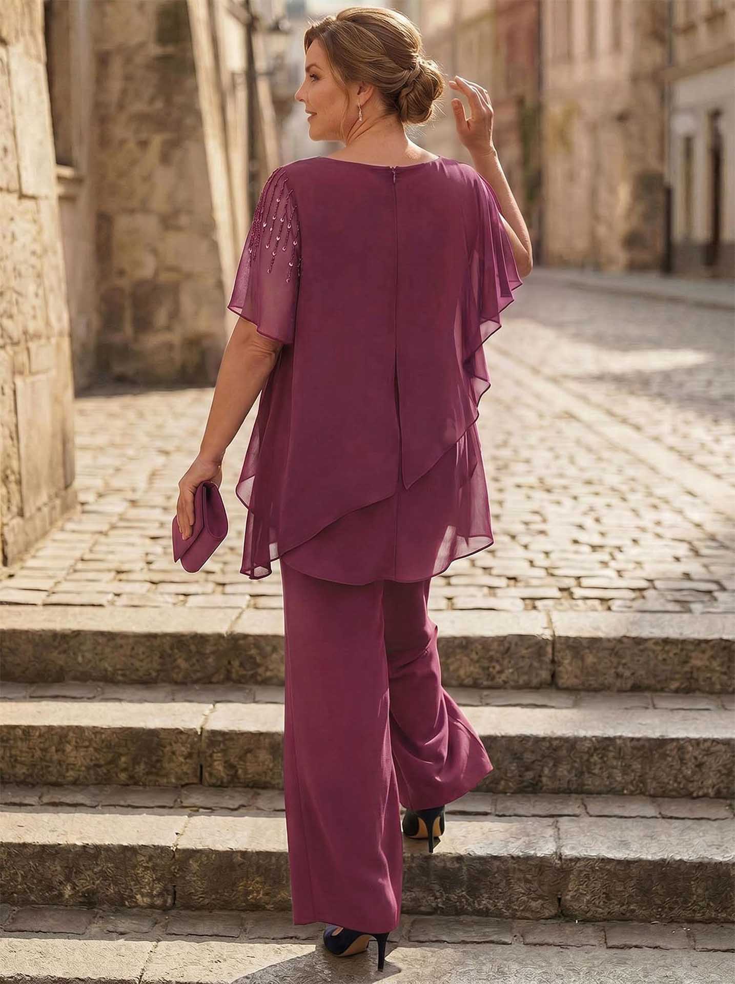 Jumpsuit/Pantsuit Asymmetrical Chiffon Mother Of The Bride Dresses