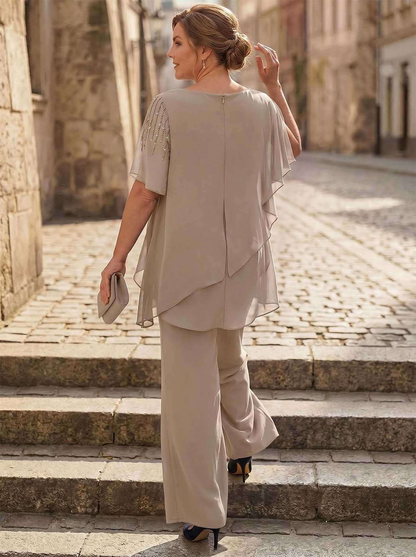 Jumpsuit/Pantsuit Asymmetrical Chiffon Mother Of The Bride Dresses