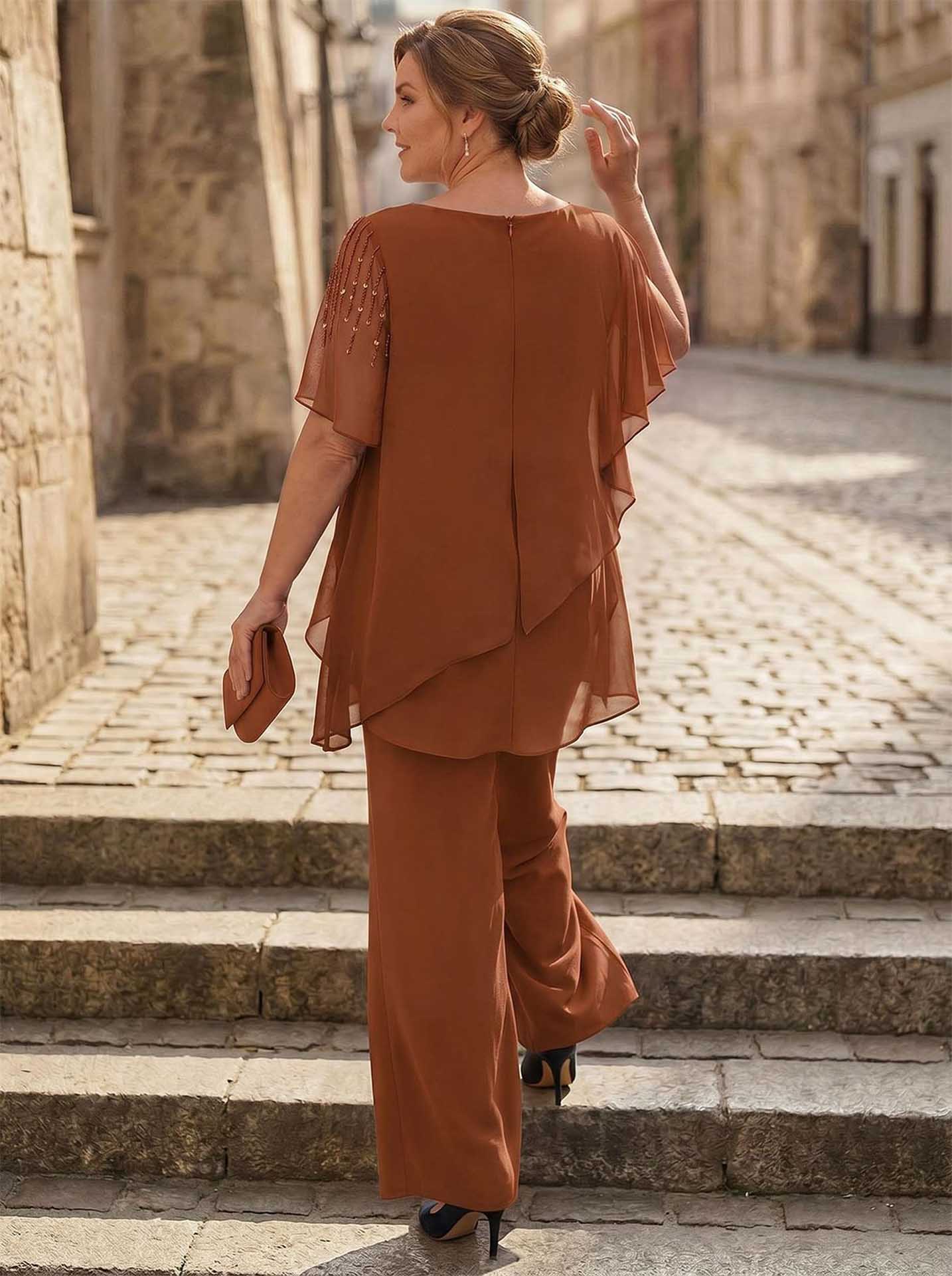 Jumpsuit/Pantsuit Asymmetrical Chiffon Mother Of The Bride Dresses
