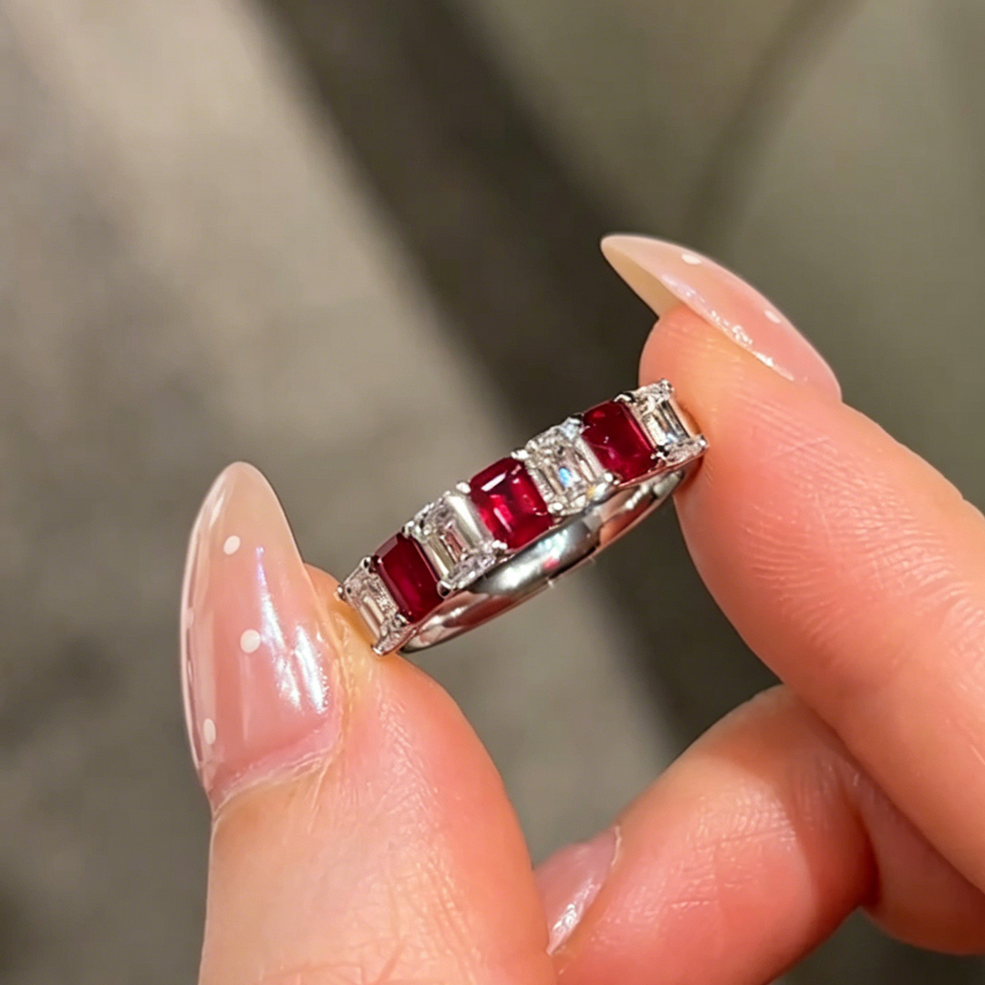 8*8mm Oval Cut Sona Simulated Diamonds Engagement Rings Sets In Sterling Silver