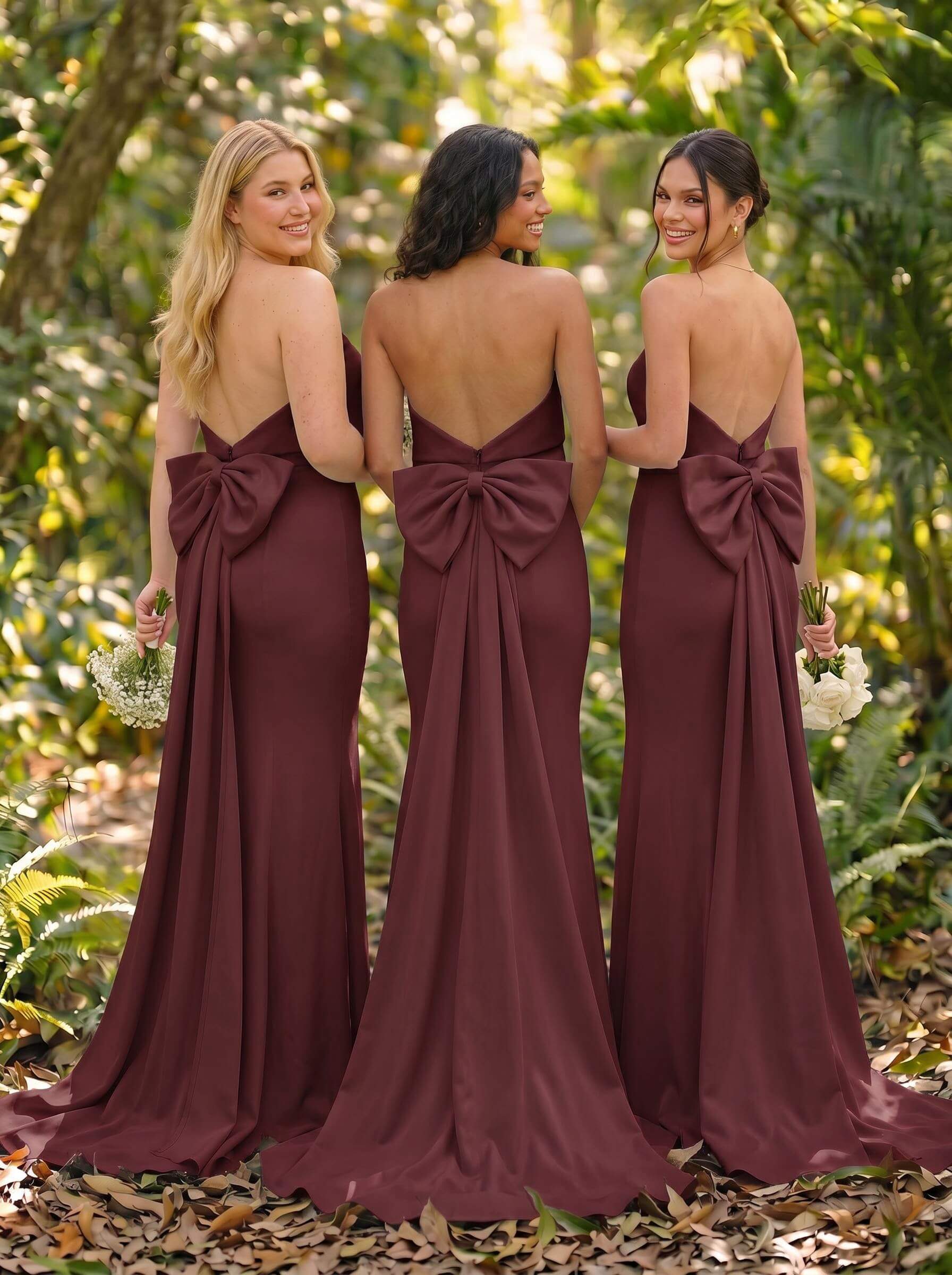 Open Back Strapless Sheath/Column Bridesmaid Dresses With Bow, product image 50