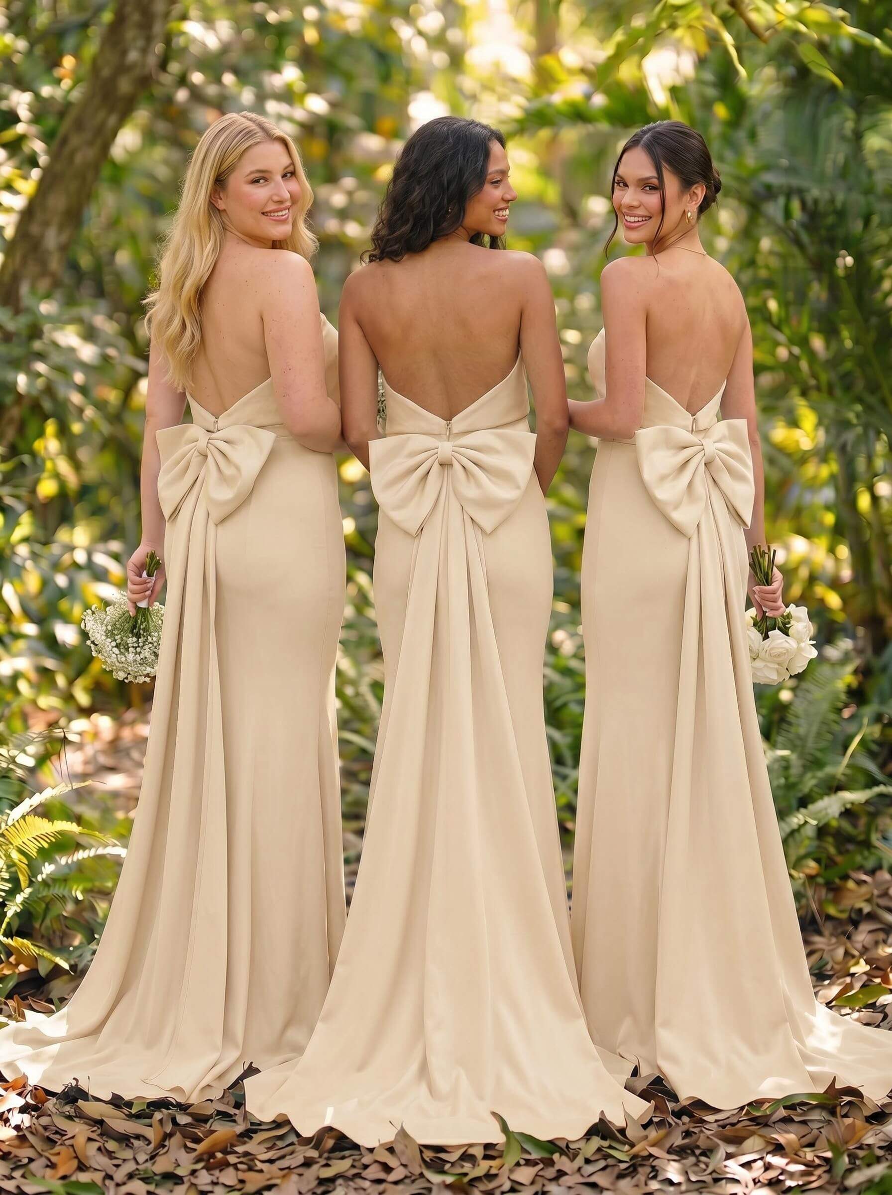 Open Back Strapless Sheath/Column Bridesmaid Dresses With Bow, product image 9