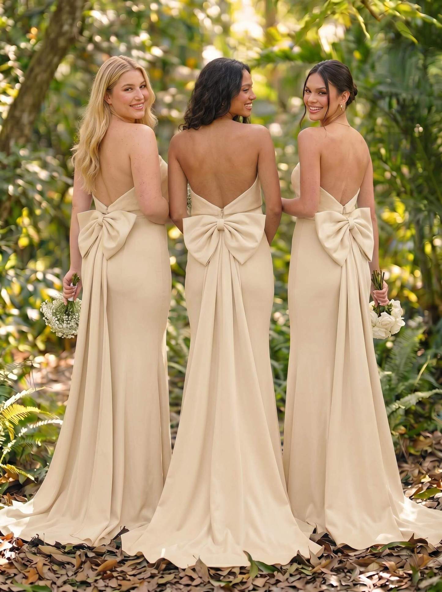 Open Back Strapless Sheath/Column Bridesmaid Dresses With Bow, product image 9