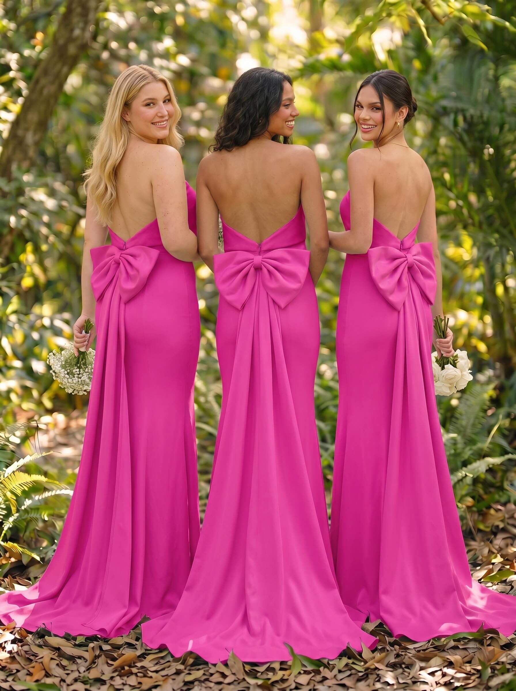 Open Back Strapless Sheath/Column Bridesmaid Dresses With Bow, product image 32