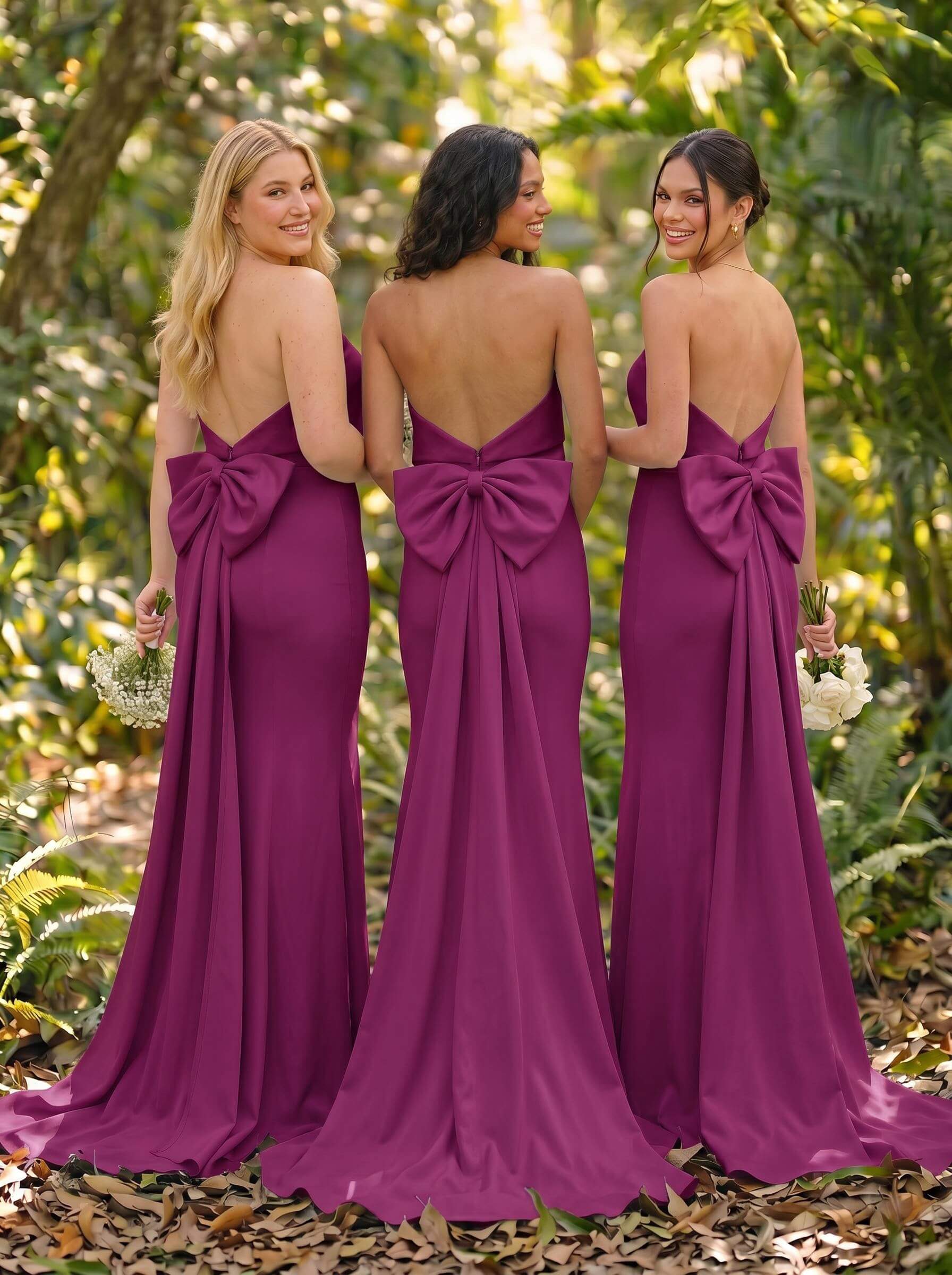 Open Back Strapless Sheath/Column Bridesmaid Dresses With Bow, product image 56