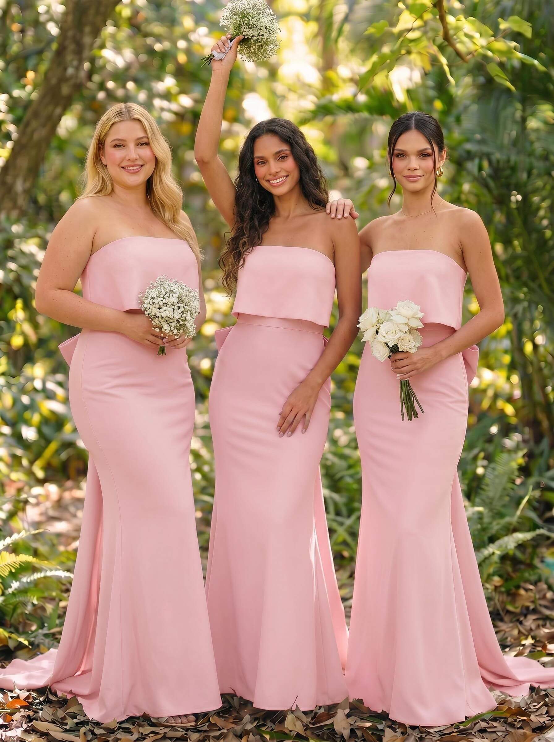 Open Back Strapless Sheath/Column Bridesmaid Dresses With Bow, product image 47