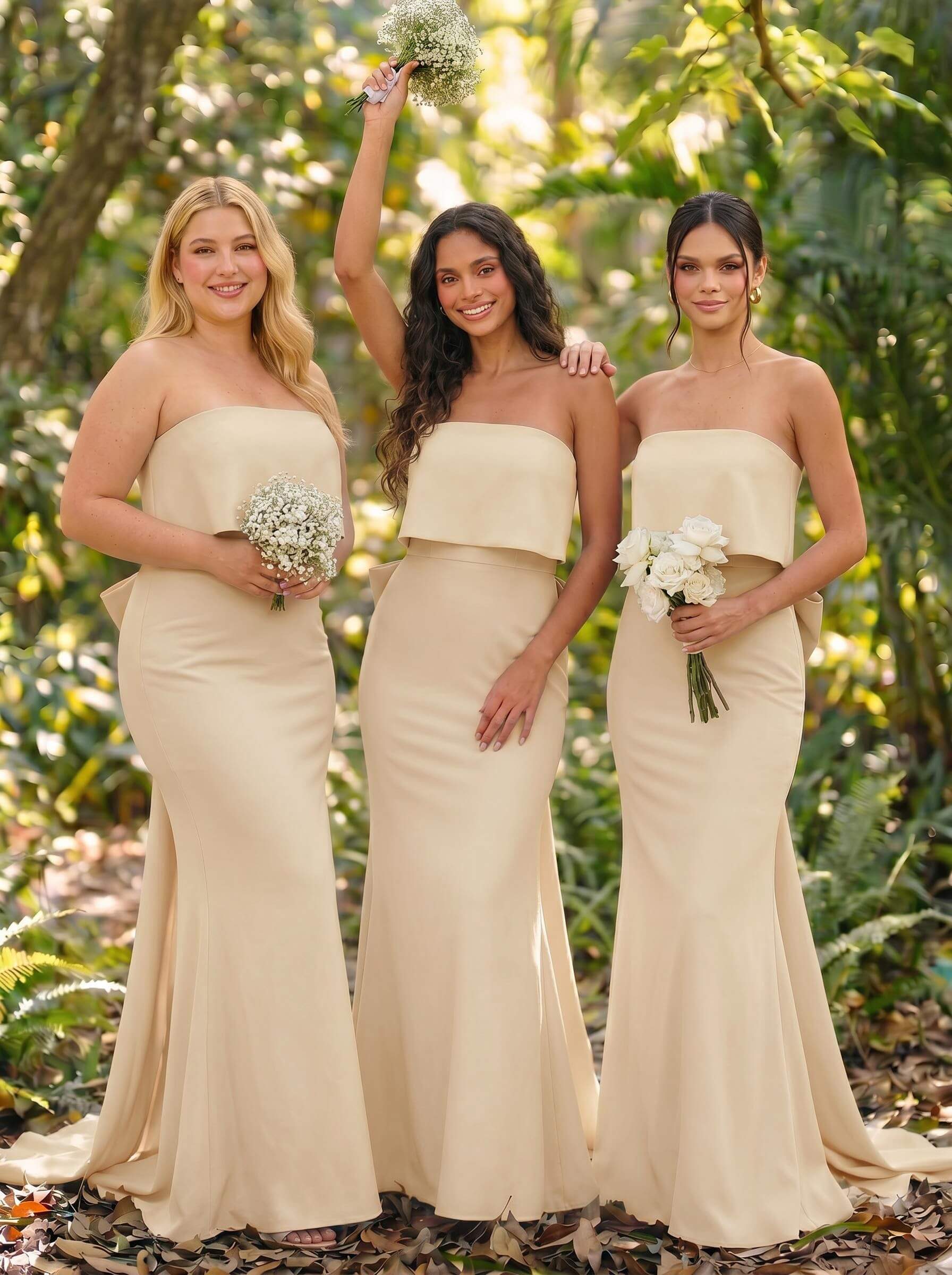 Open Back Strapless Sheath/Column Bridesmaid Dresses With Bow, product image 8