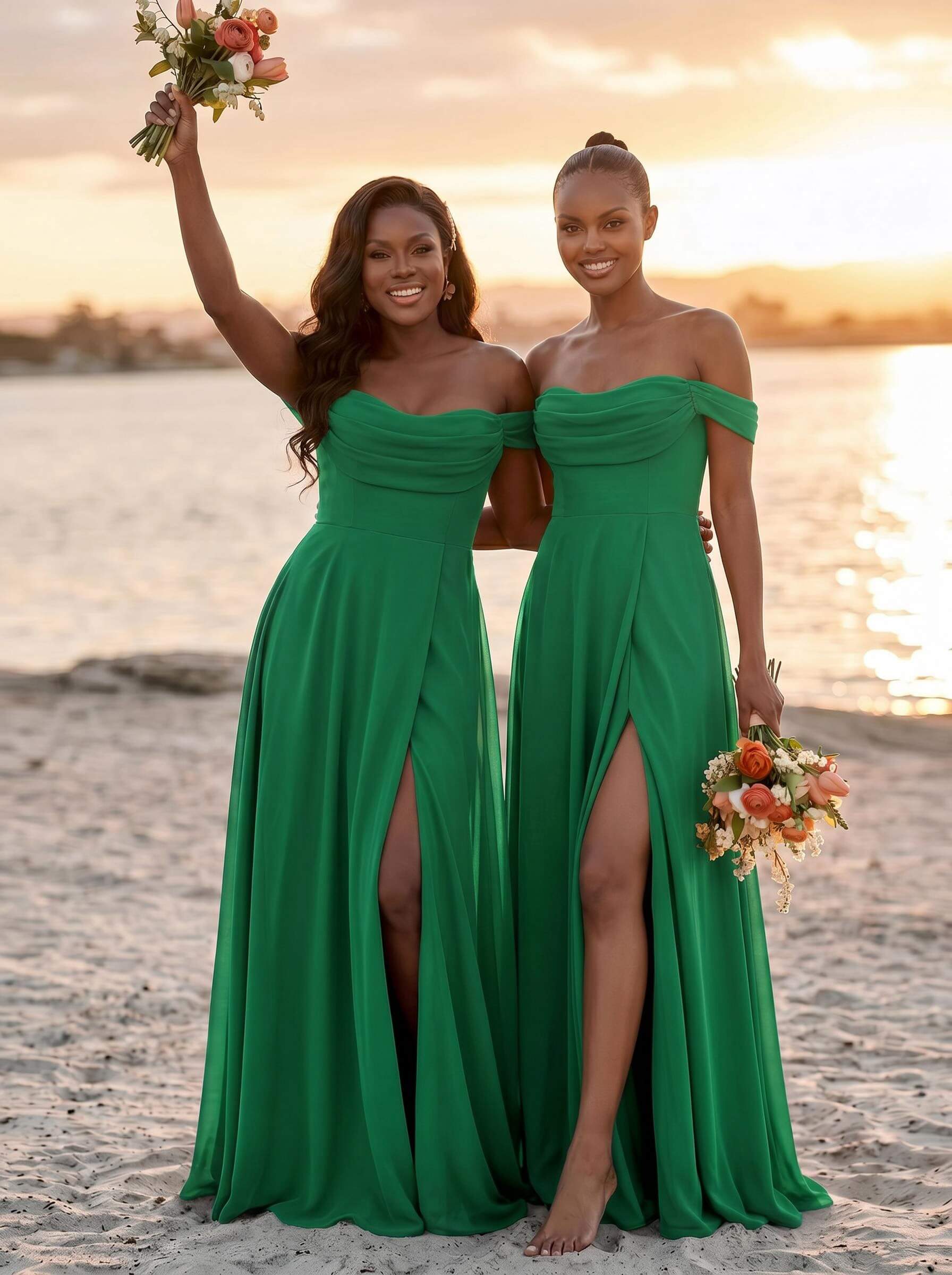 A-Line Off-The-Shoulder Sleeveless Floor-Length Chiffon Bridesmaid Dresses With Split Front, product image 67