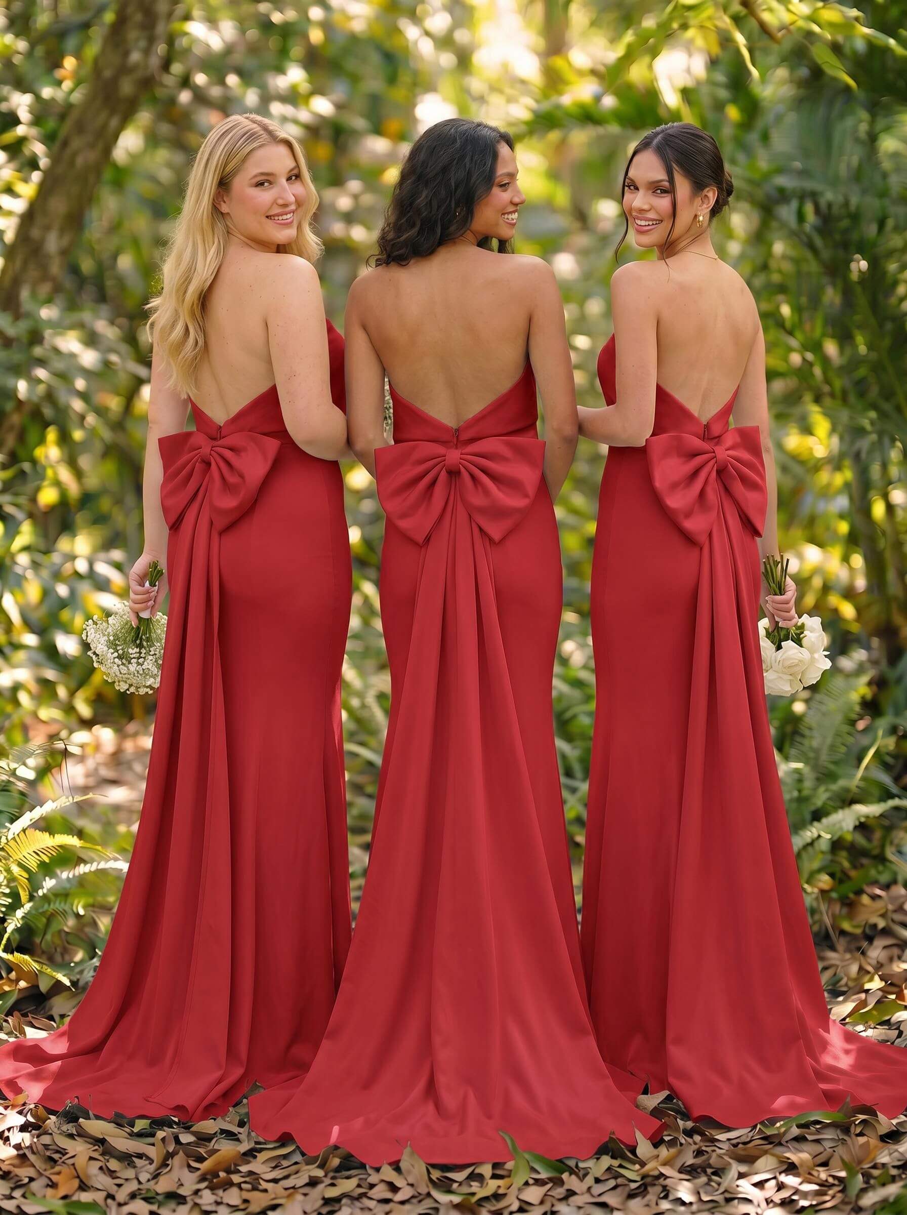 Open Back Strapless Sheath/Column Bridesmaid Dresses With Bow, product image 48