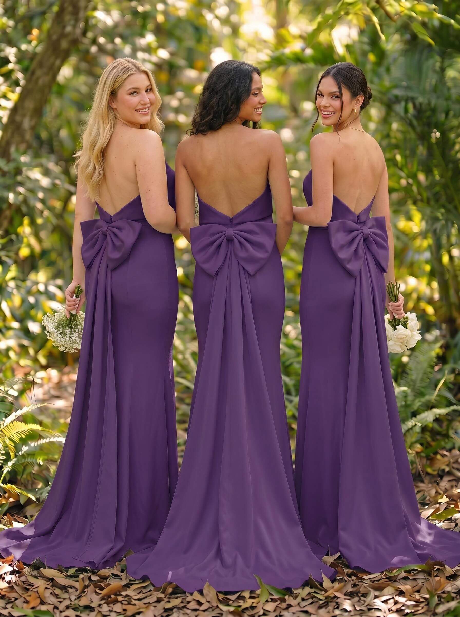 Open Back Strapless Sheath/Column Bridesmaid Dresses With Bow, product image 58