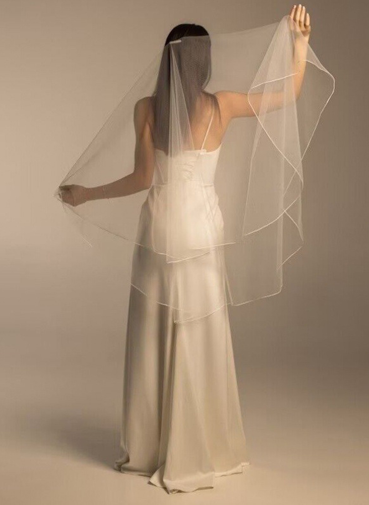 Pencil Edge Two-Tier Tulle Cathedral Bridal Veils