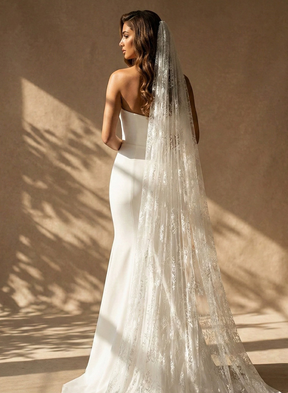 Cut Edge Lace One-Tier Cathedral Bridal Veils