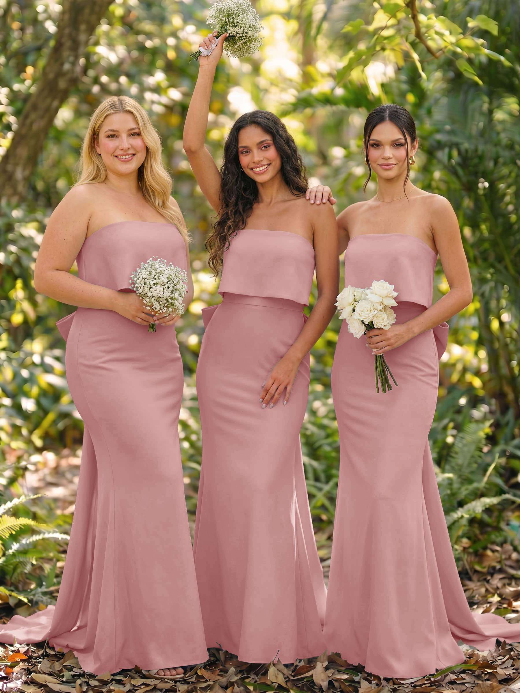 Open Back Strapless Sheath/Column Bridesmaid Dresses With Bow, product image 39