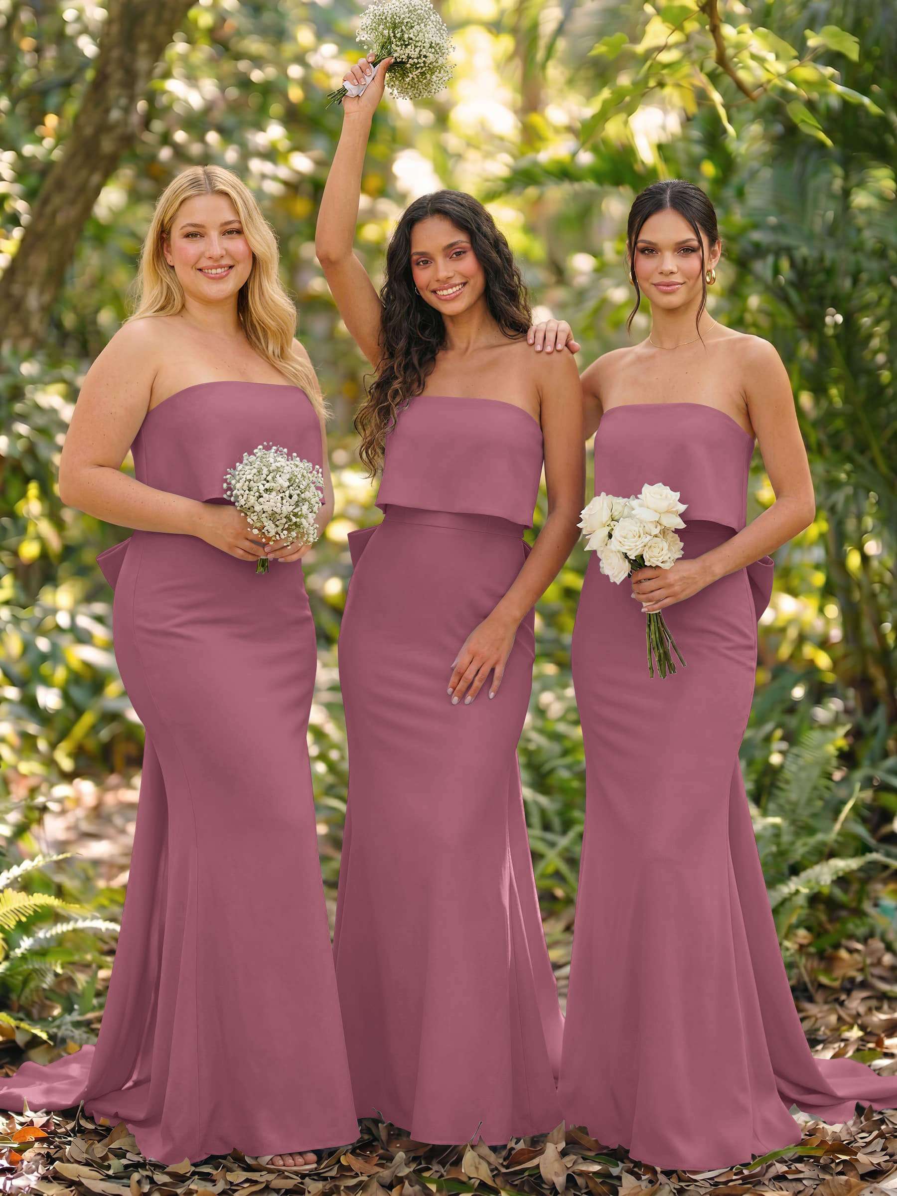 Open Back Strapless Sheath/Column Bridesmaid Dresses With Bow, product image 65