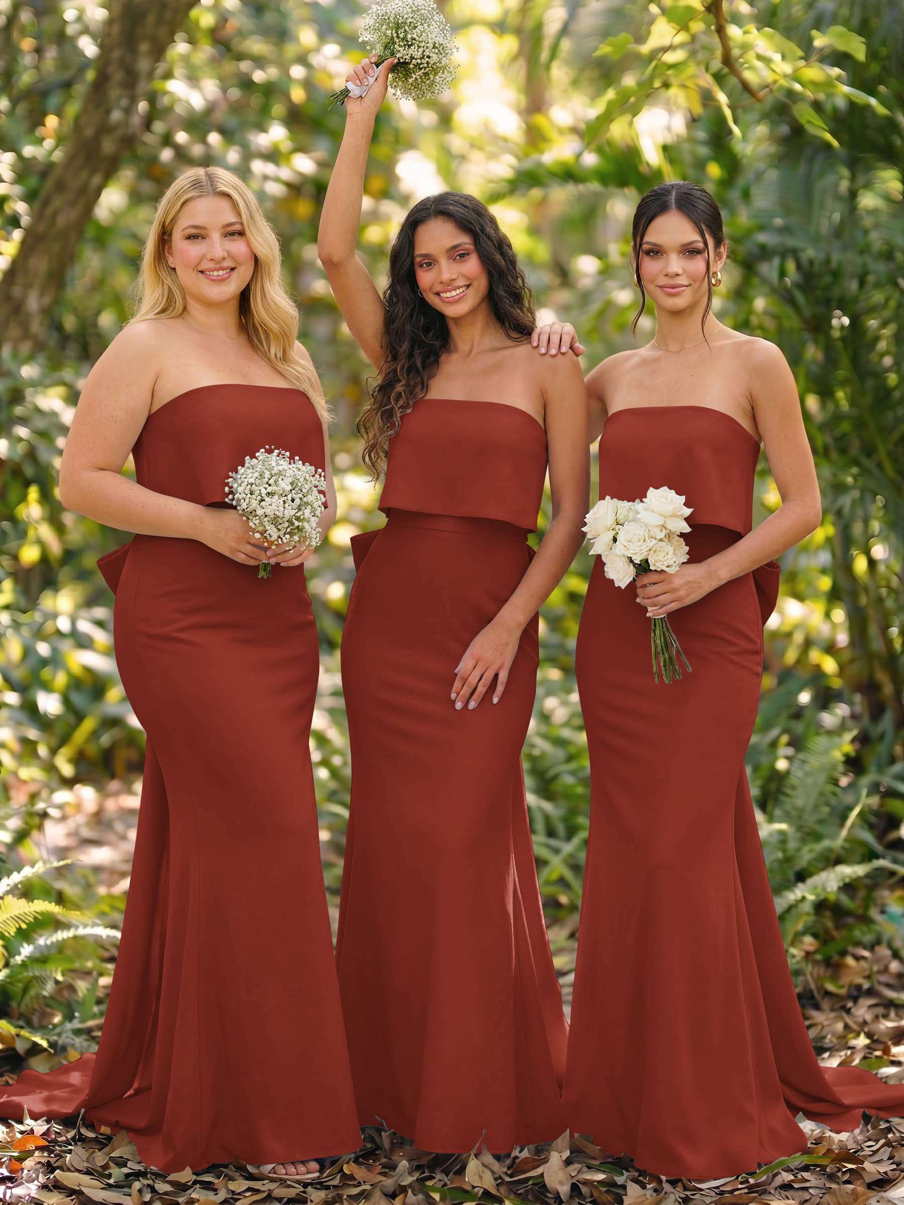 Open Back Strapless Sheath/Column Bridesmaid Dresses With Bow, product image 55
