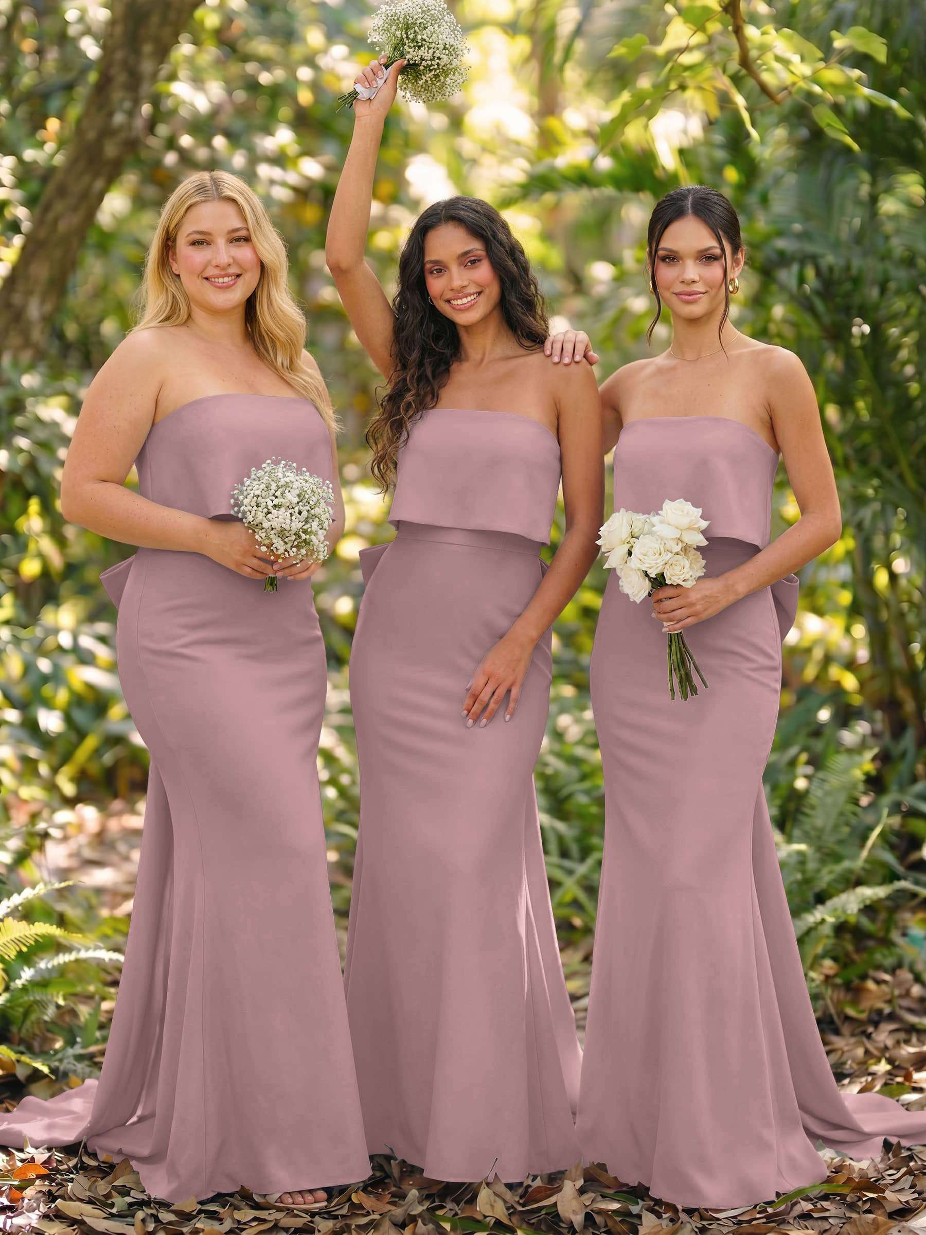 Open Back Strapless Sheath/Column Bridesmaid Dresses With Bow, product image 63
