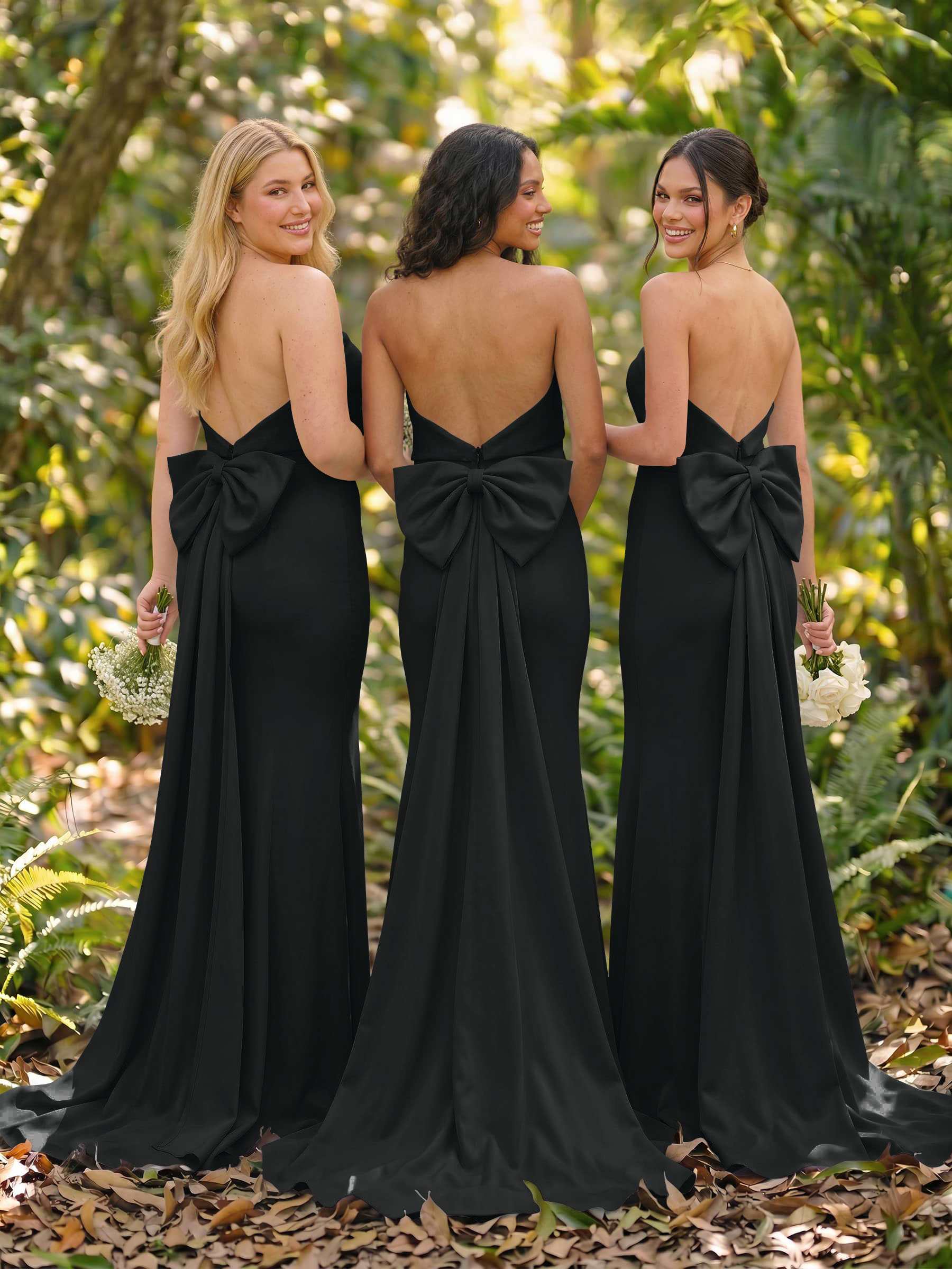 Open Back Strapless Sheath/Column Bridesmaid Dresses With Bow, product image 6