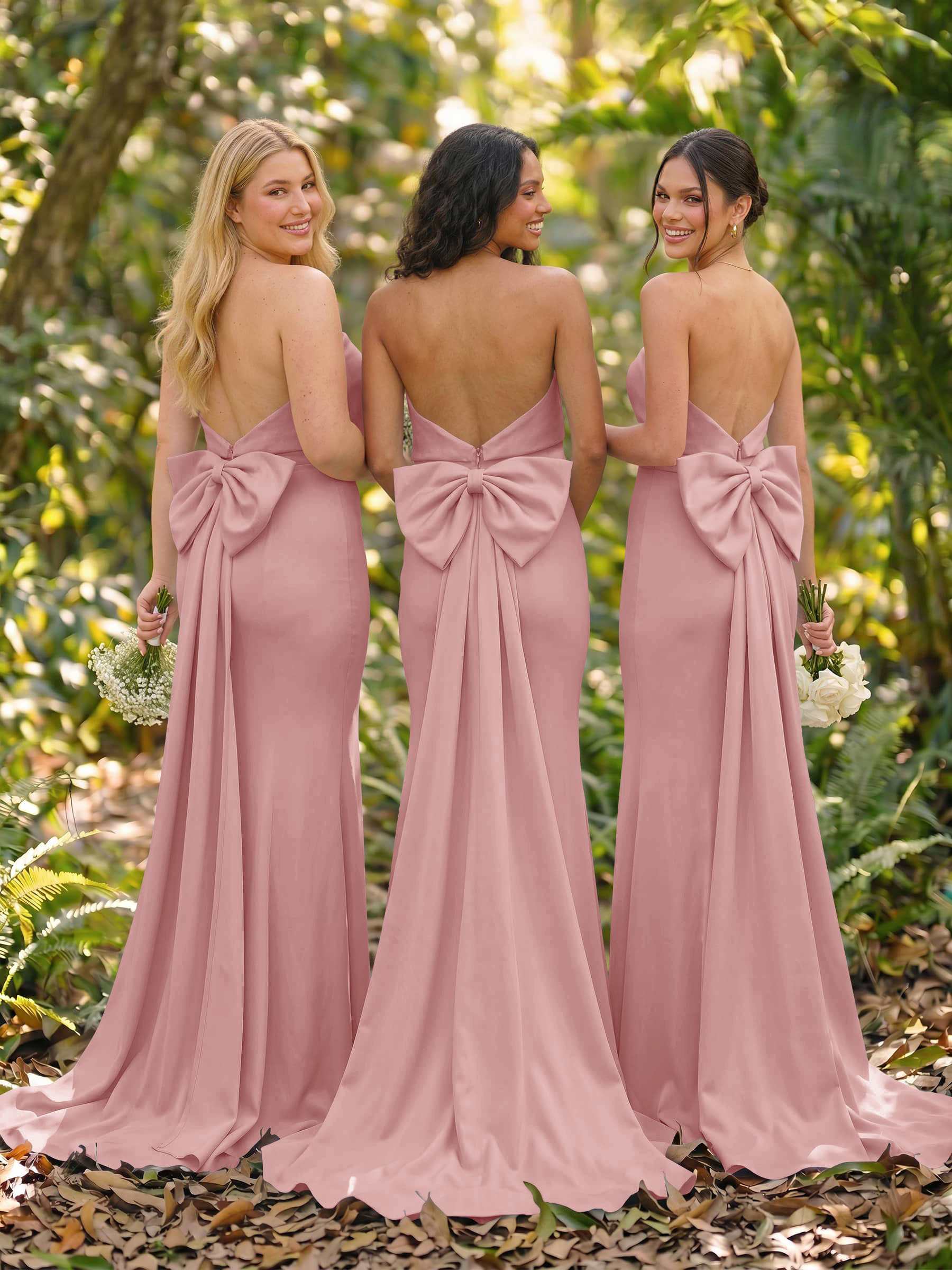 Open Back Strapless Sheath/Column Bridesmaid Dresses With Bow, product image 38