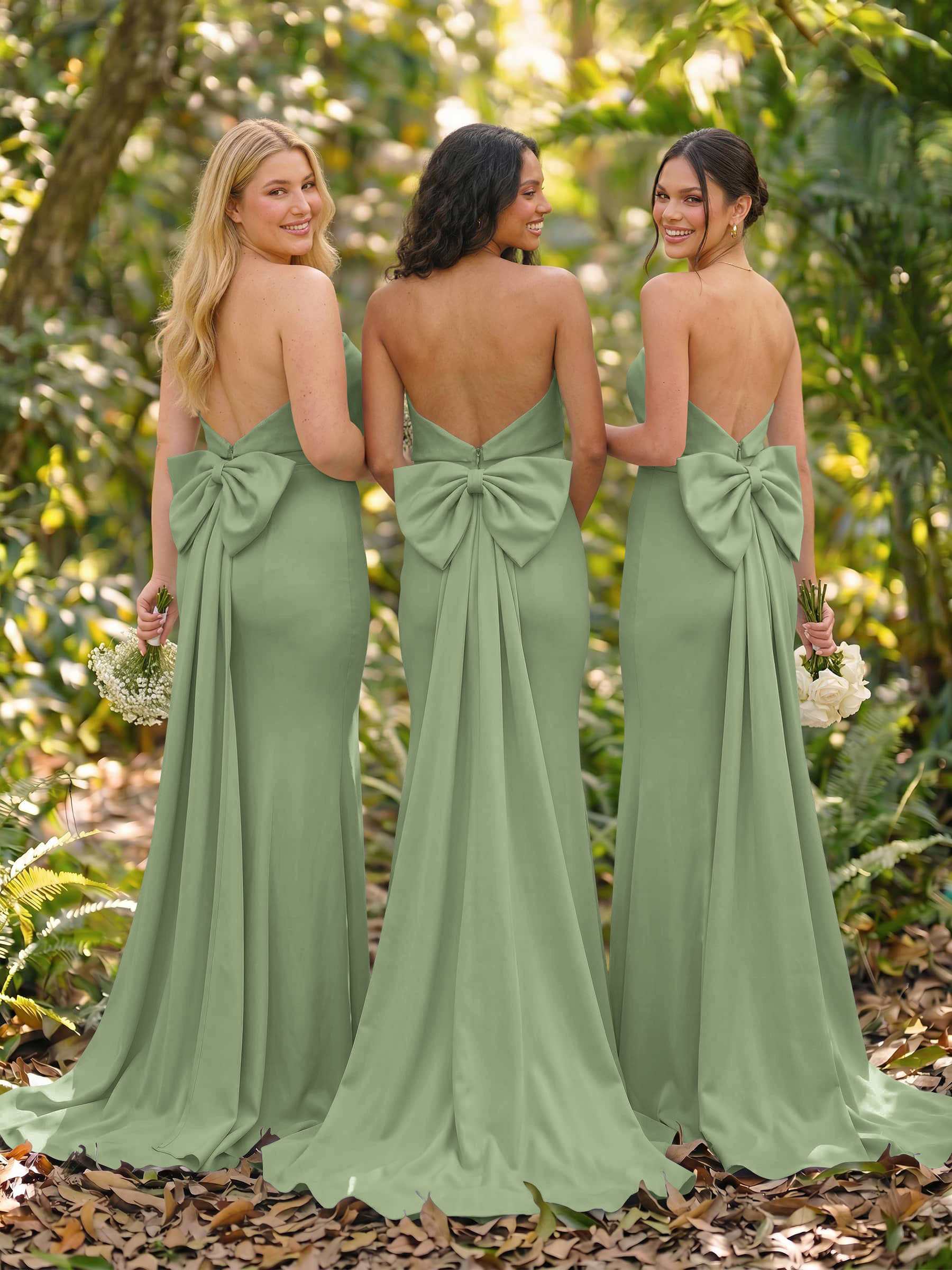 Open Back Strapless Sheath/Column Bridesmaid Dresses With Bow, product image 74