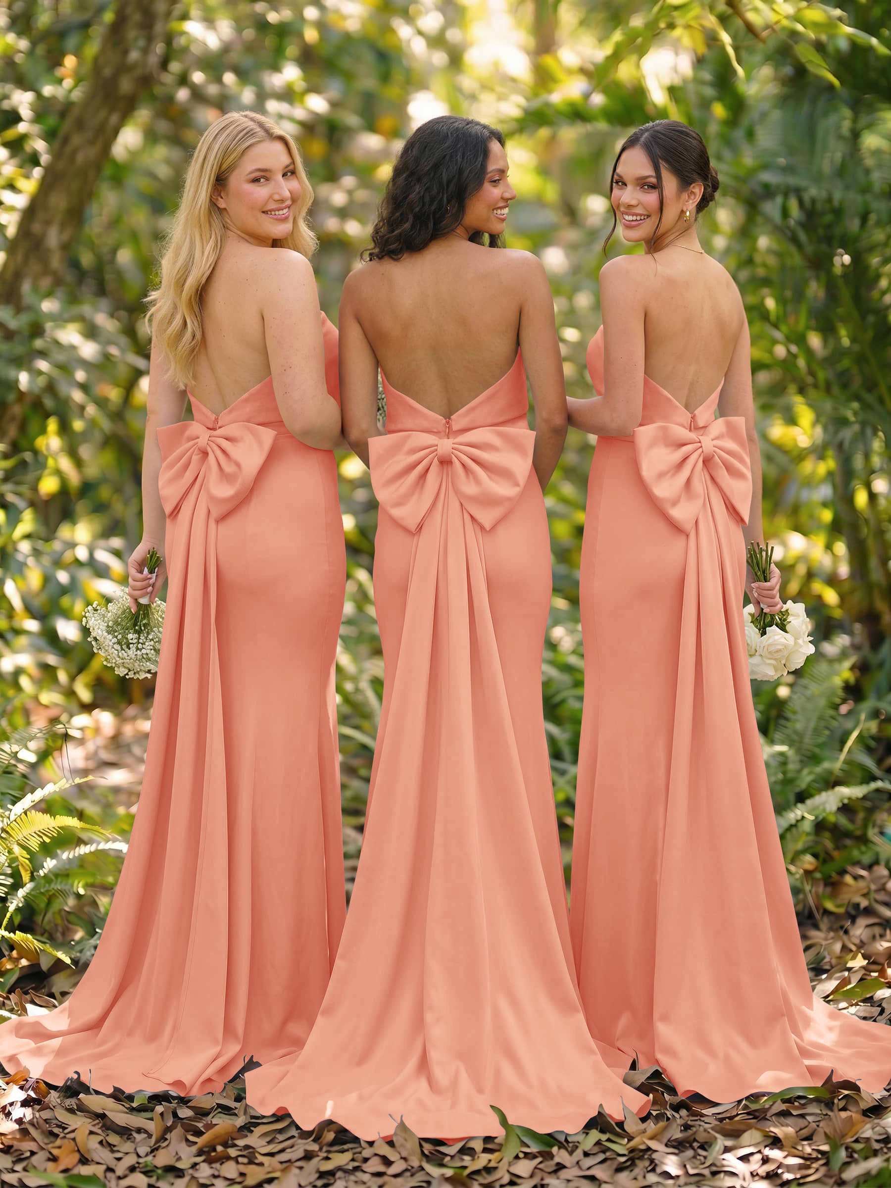 Open Back Strapless Sheath/Column Bridesmaid Dresses With Bow, product image 42