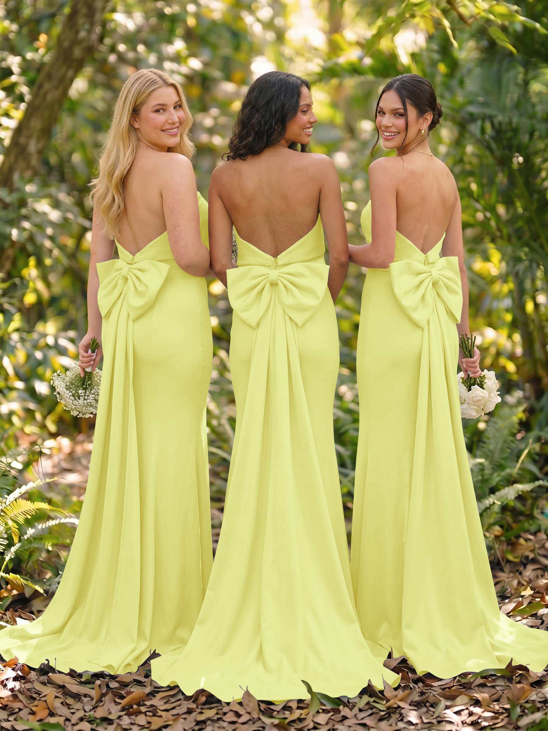 Open Back Strapless Sheath/Column Bridesmaid Dresses With Bow, product image 94