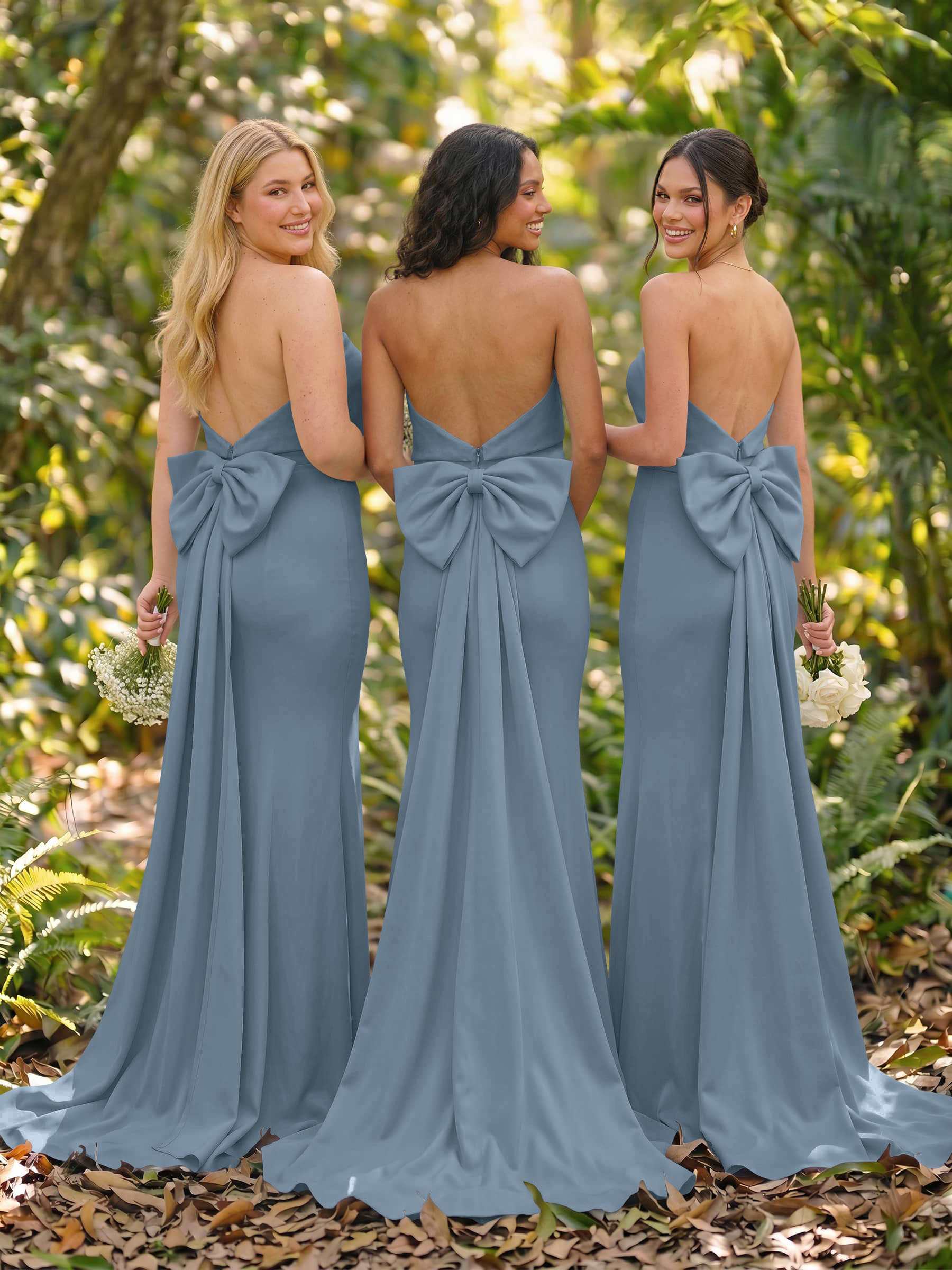 Open Back Strapless Sheath/Column Bridesmaid Dresses With Bow, product image 20