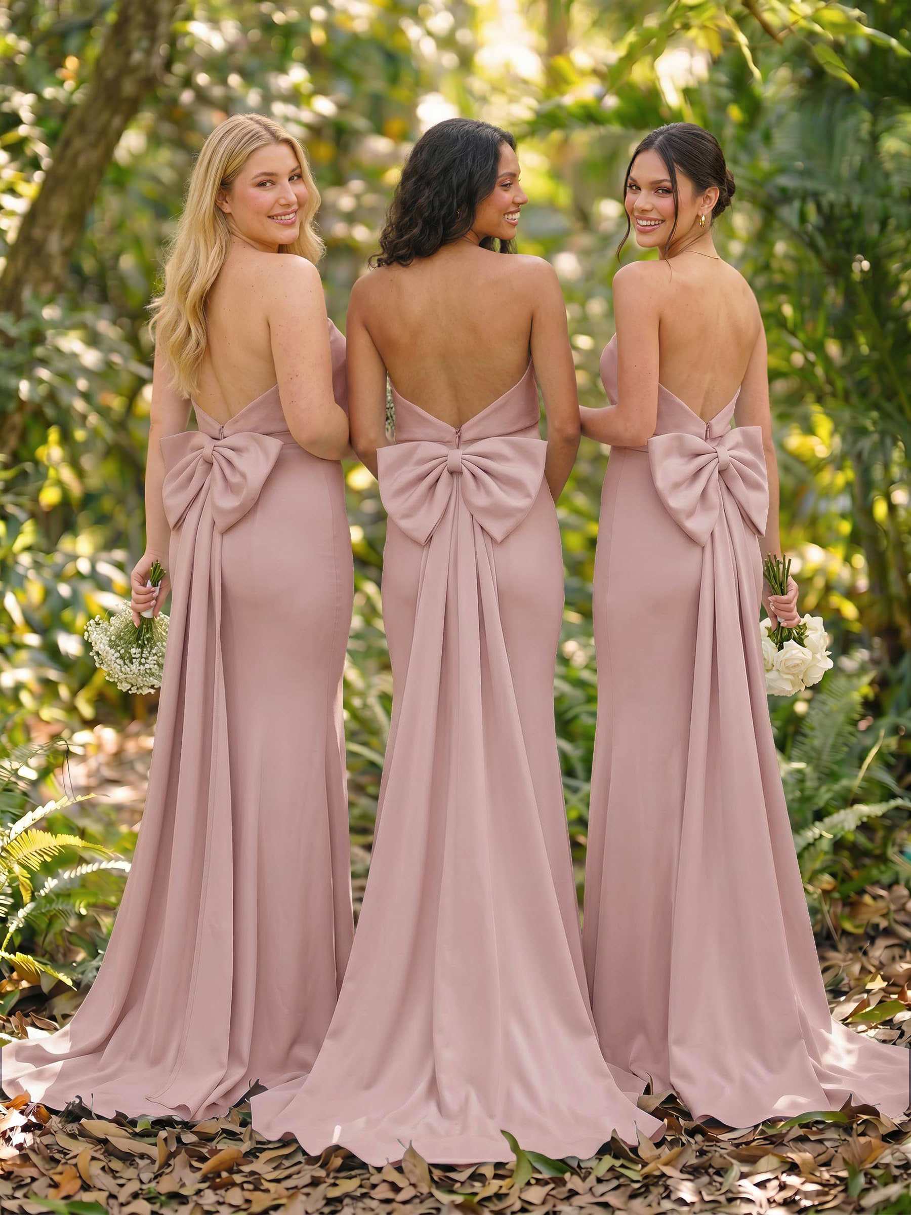 Open Back Strapless Sheath/Column Bridesmaid Dresses With Bow, product image 34