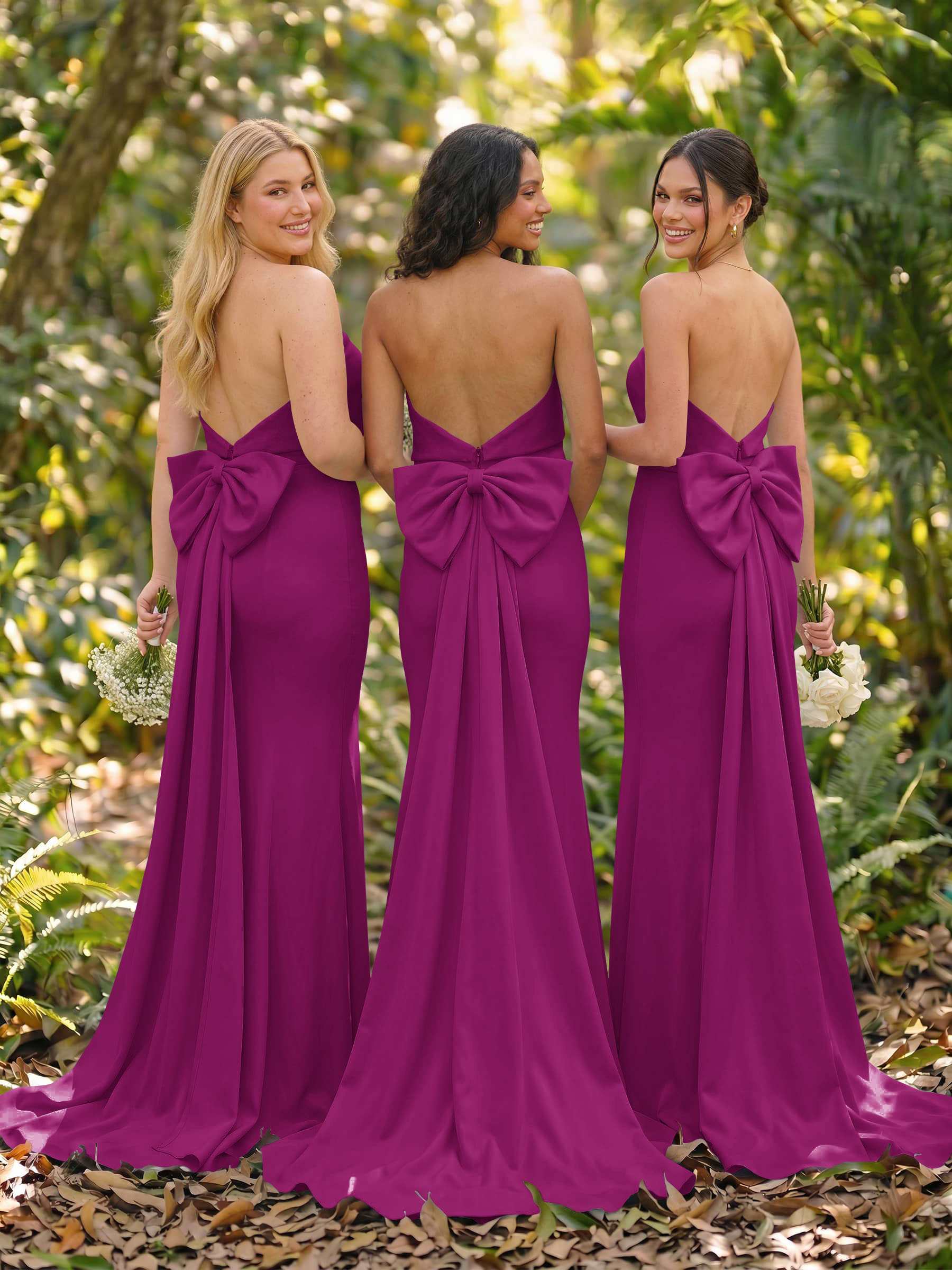 Open Back Strapless Sheath/Column Bridesmaid Dresses With Bow, product image 30
