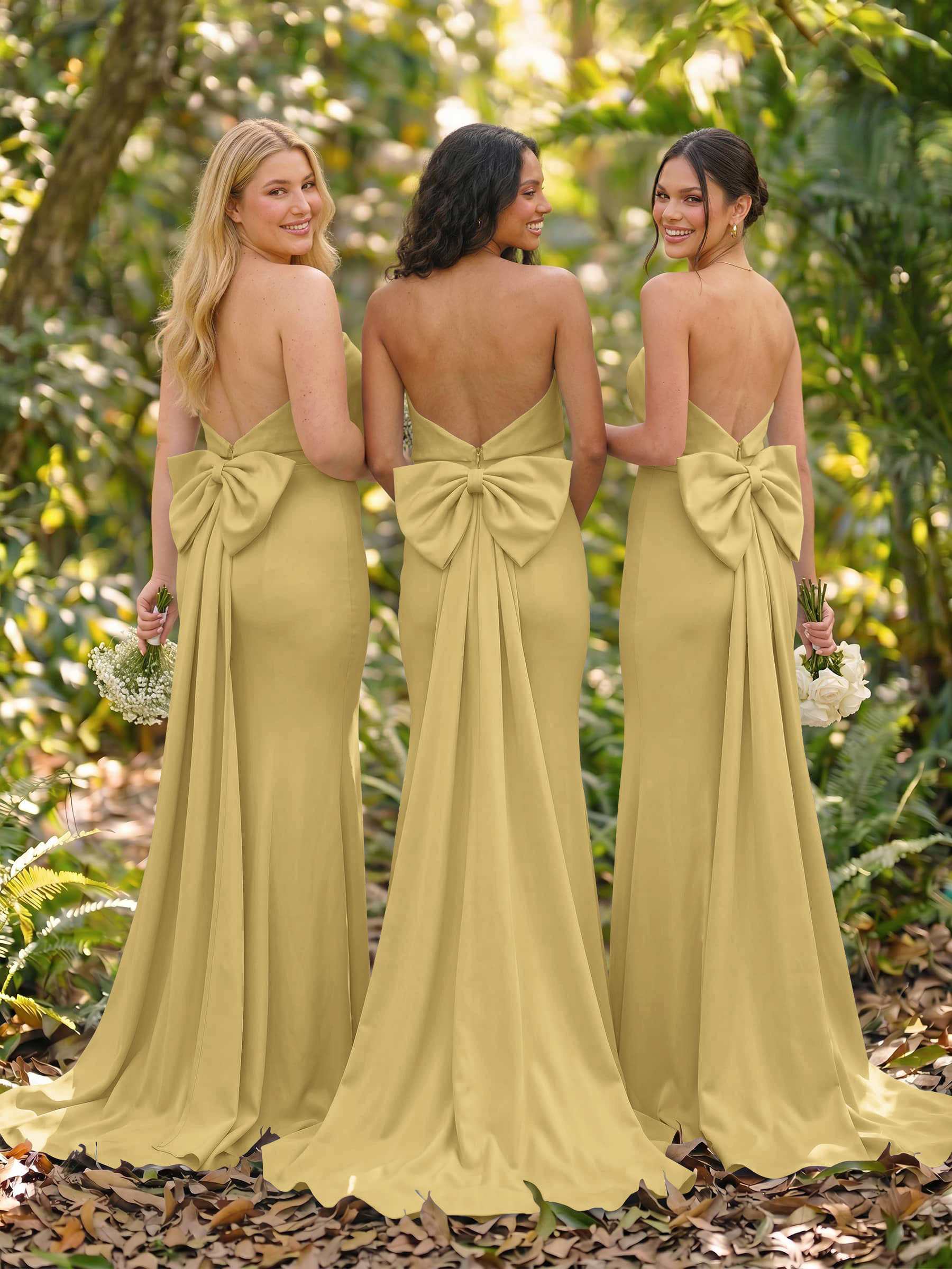 Open Back Strapless Sheath/Column Bridesmaid Dresses With Bow, product image 96