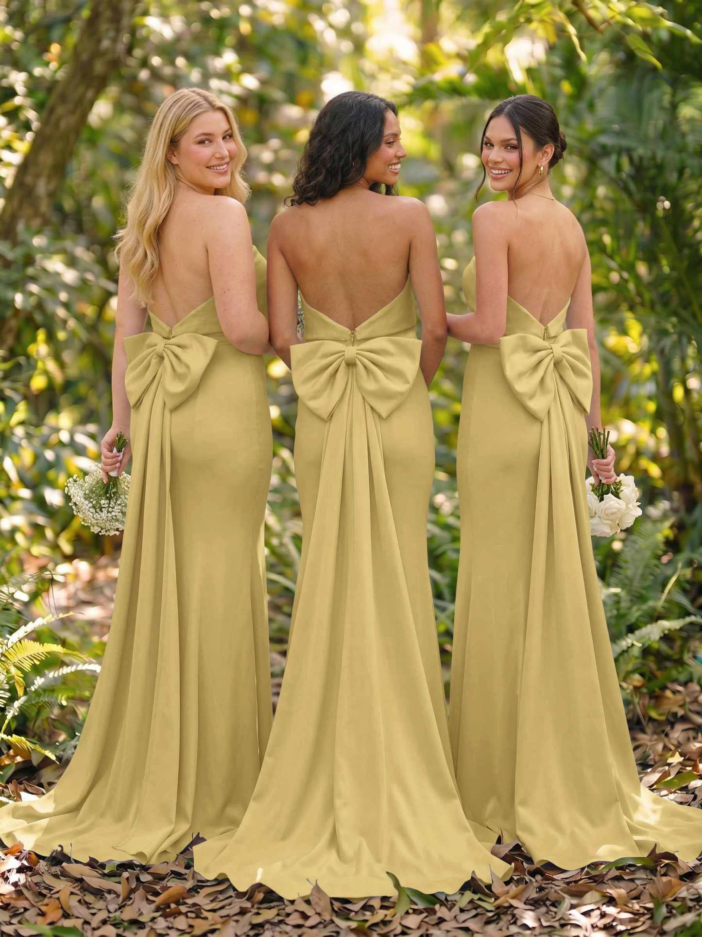 Open Back Strapless Sheath/Column Bridesmaid Dresses With Bow, product image 96