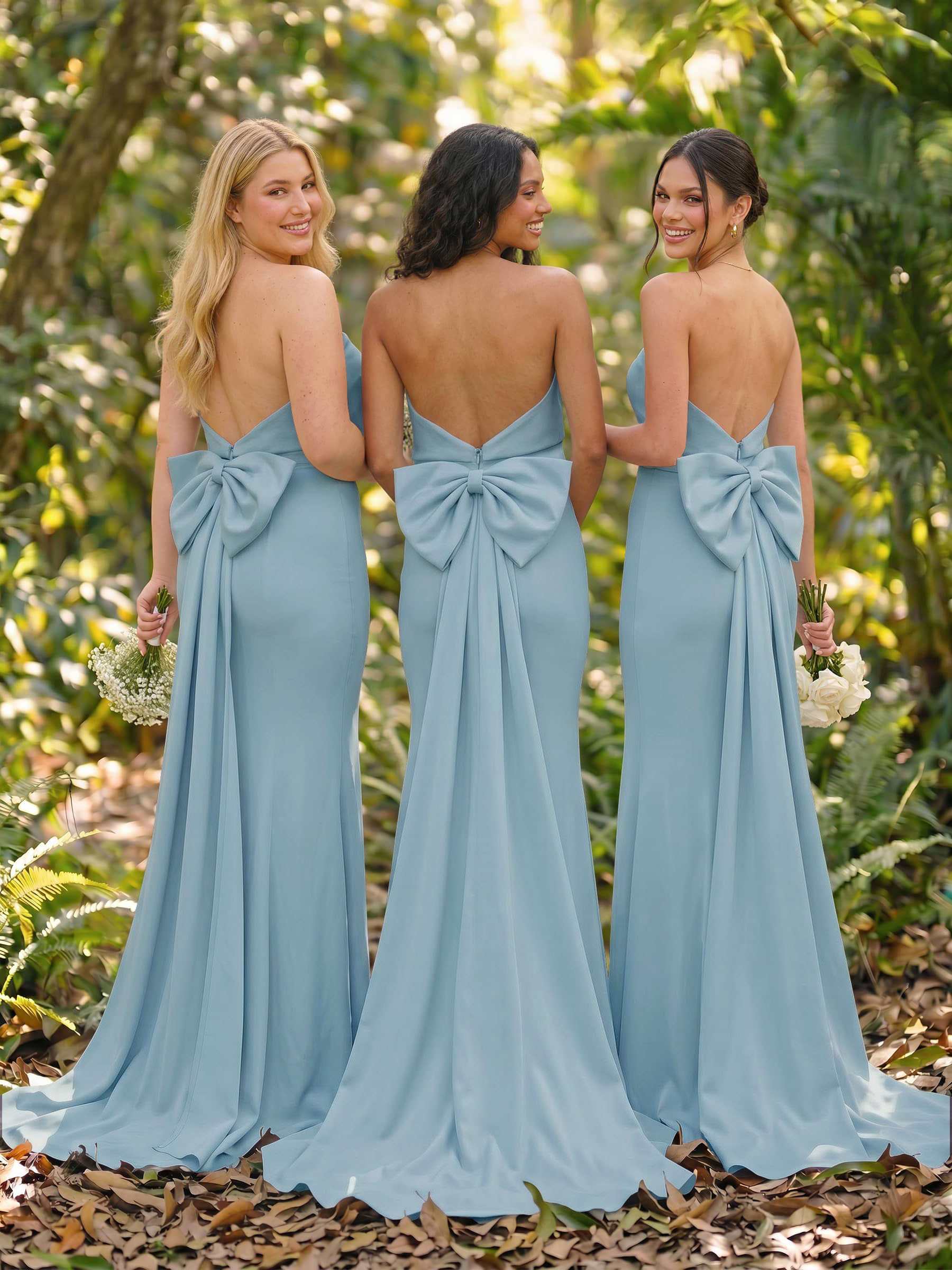 Open Back Strapless Sheath/Column Bridesmaid Dresses With Bow, product image 28
