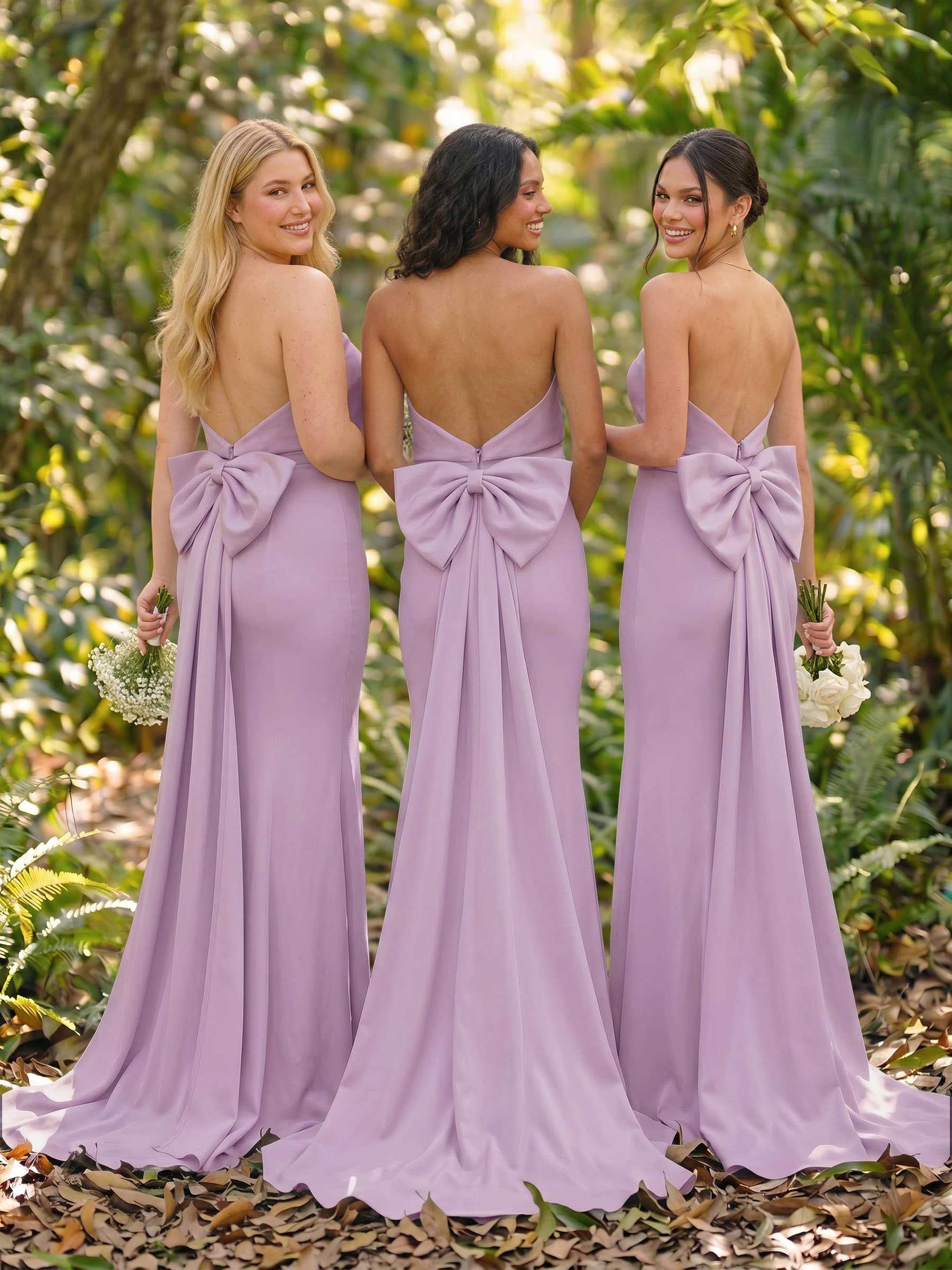 Open Back Strapless Sheath/Column Bridesmaid Dresses With Bow, product image 66