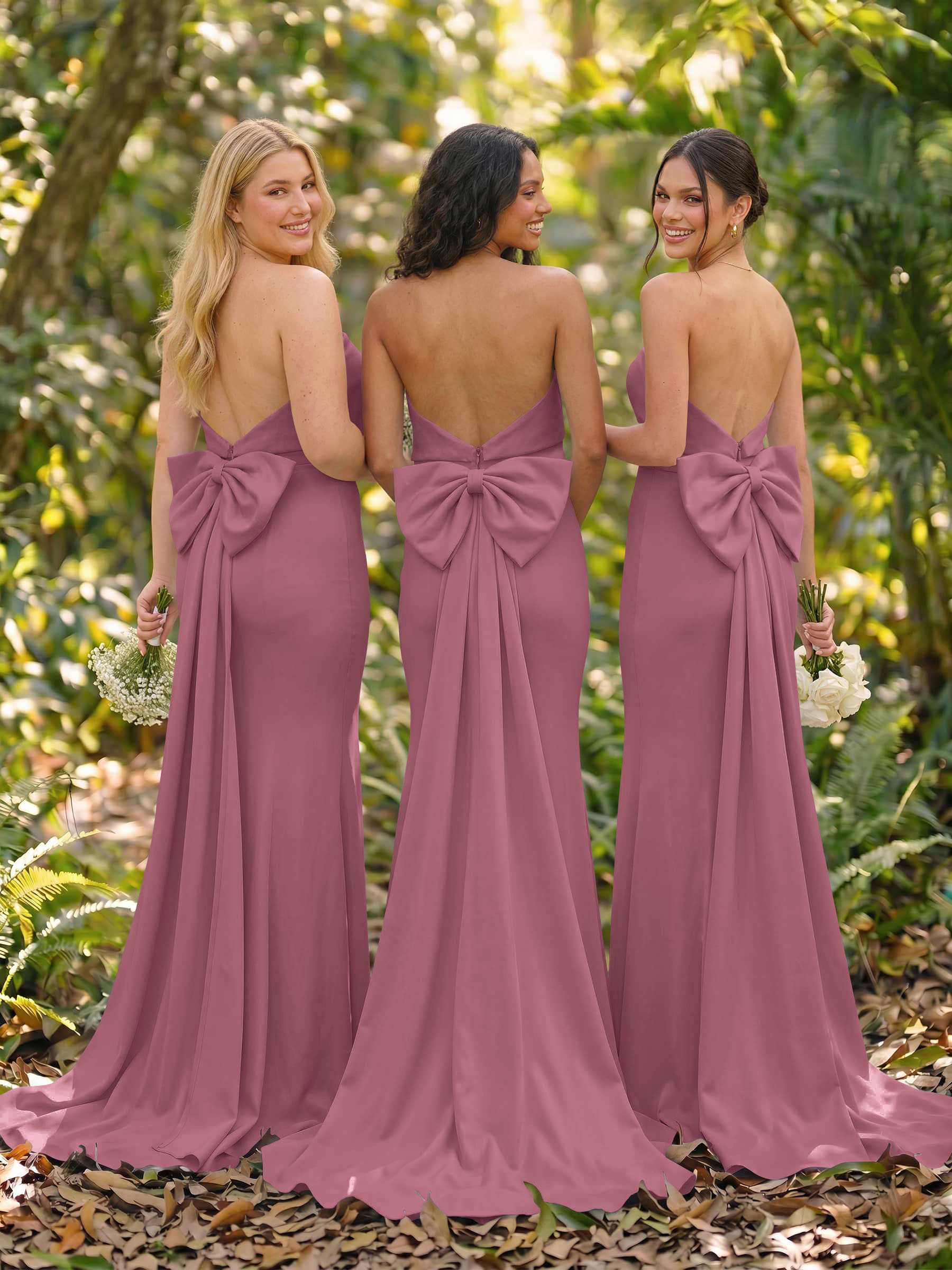 Open Back Strapless Sheath/Column Bridesmaid Dresses With Bow, product image 64