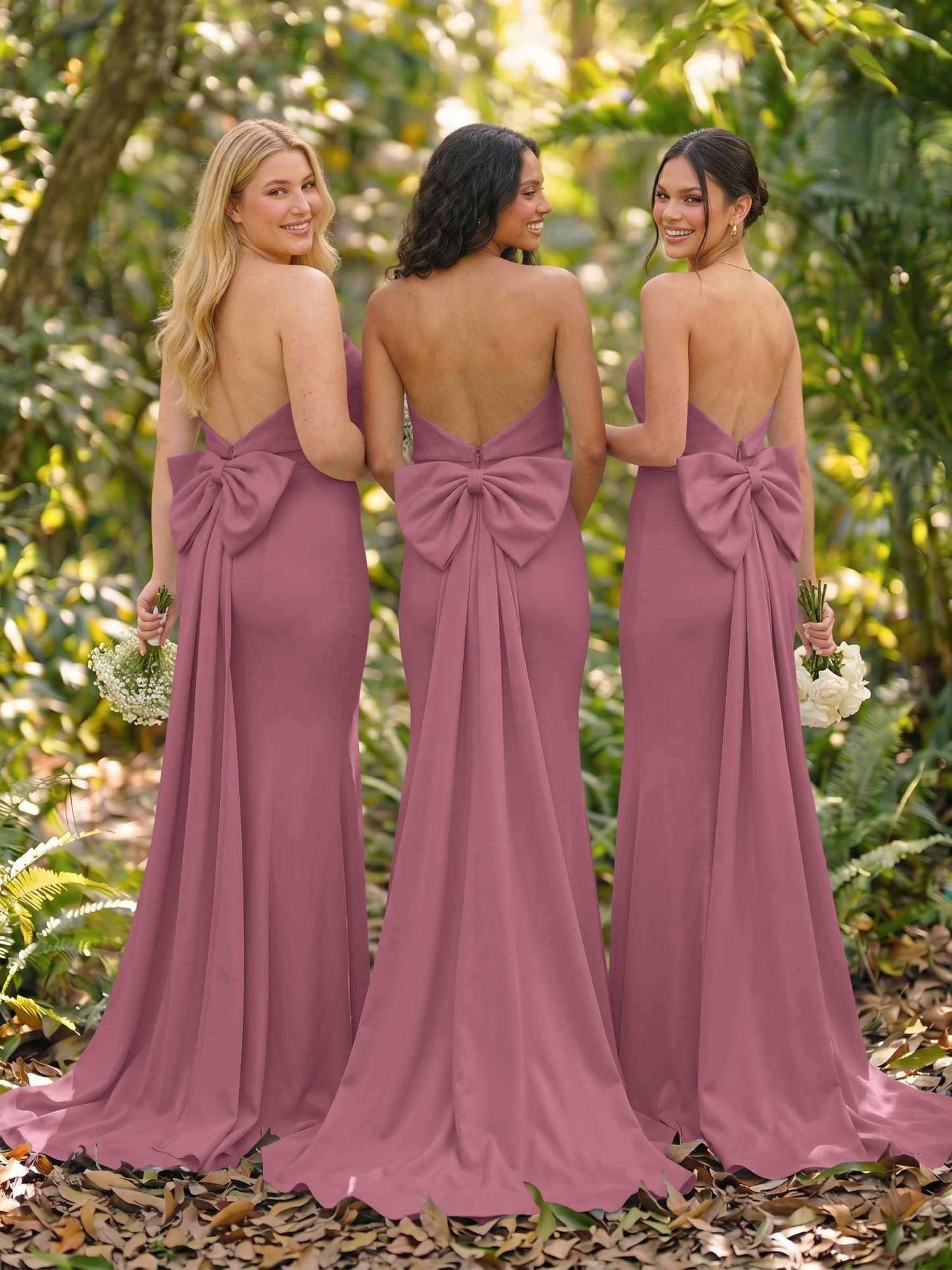 Open Back Strapless Sheath/Column Bridesmaid Dresses With Bow, product image 64