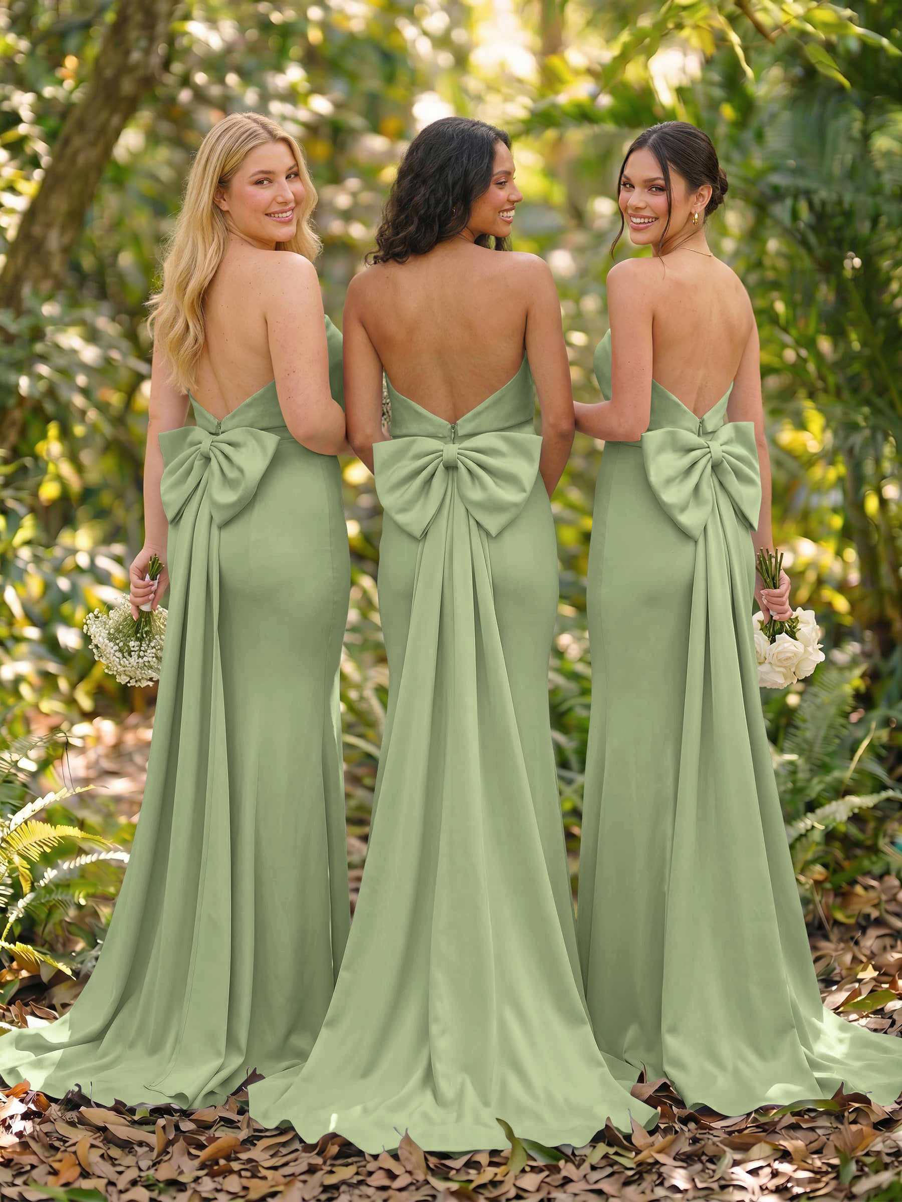 Open Back Strapless Sheath/Column Bridesmaid Dresses With Bow, product image 114