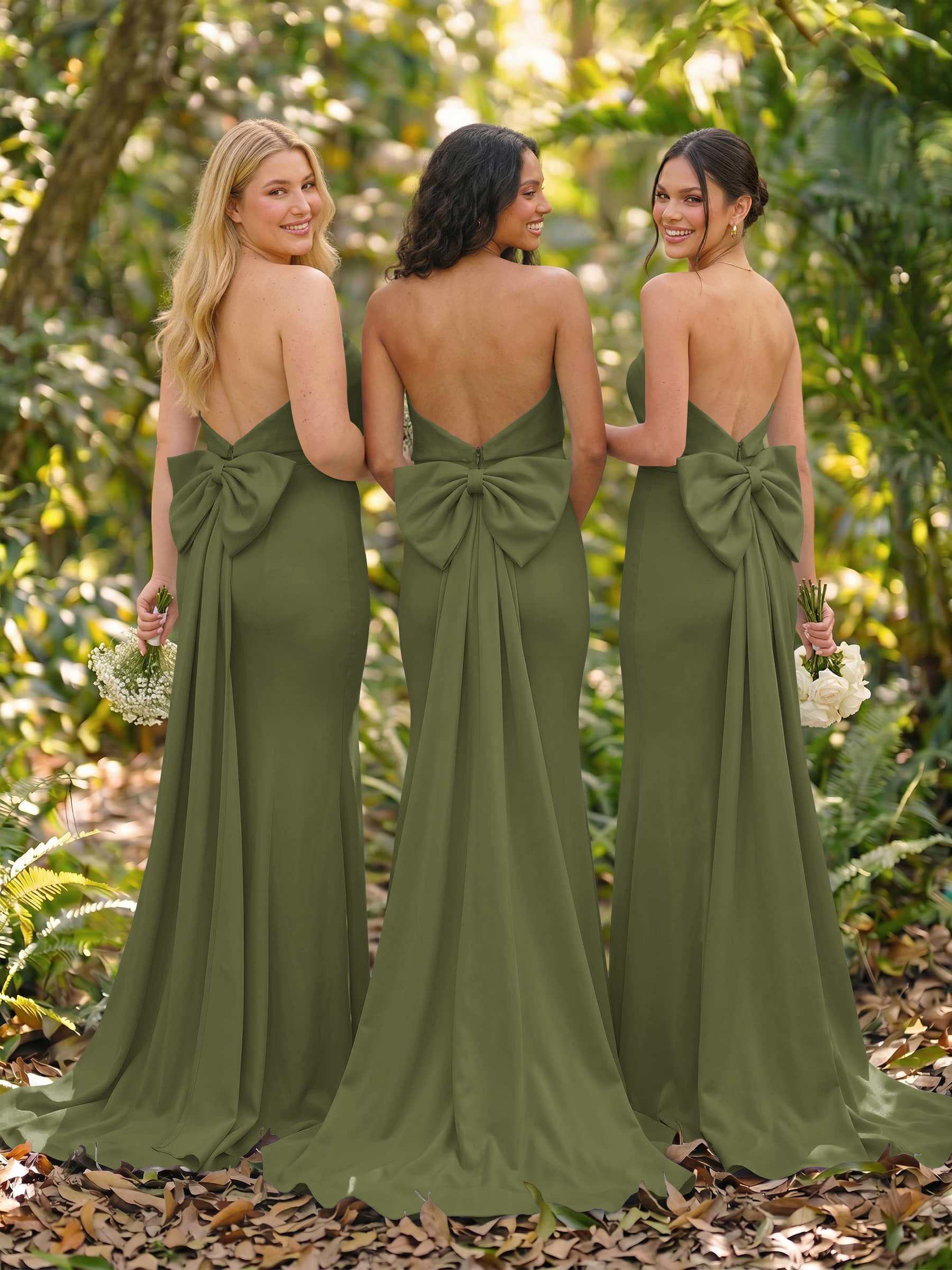 Open Back Strapless Sheath/Column Bridesmaid Dresses With Bow, product image 80
