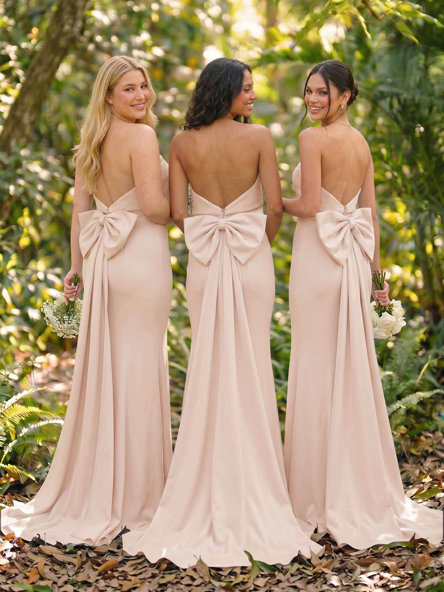 Open Back Strapless Sheath/Column Bridesmaid Dresses With Bow, product image 36