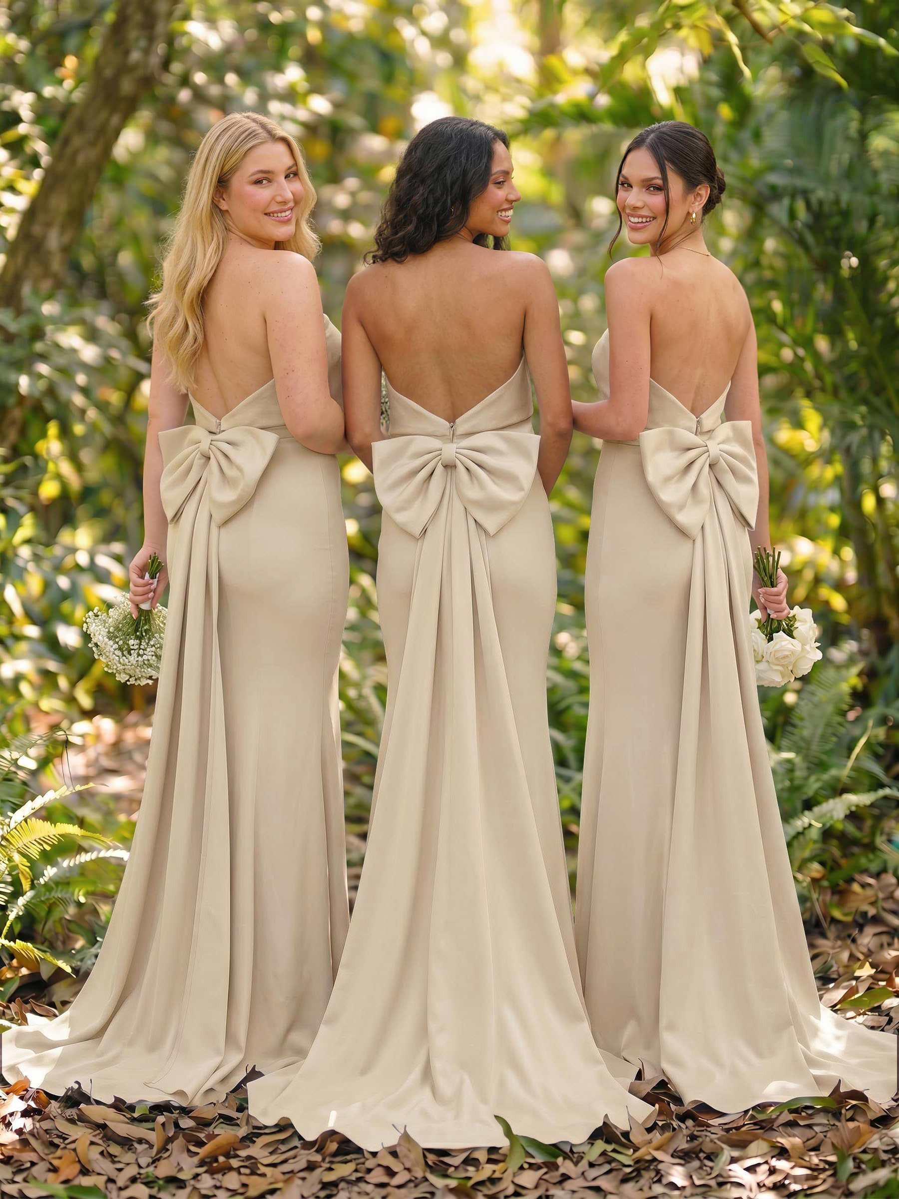 Open Back Strapless Sheath/Column Bridesmaid Dresses With Bow, product image 98