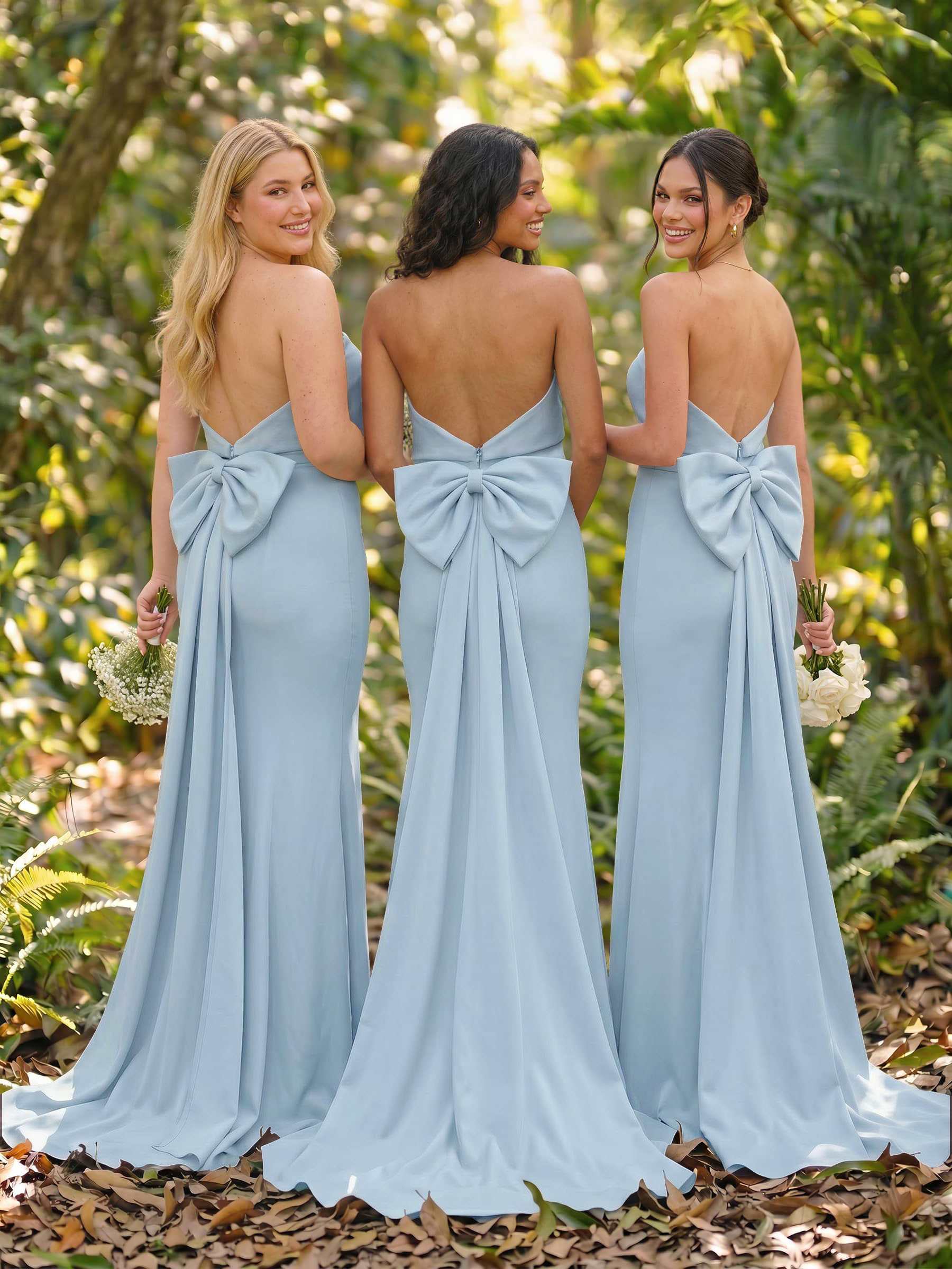 Open Back Strapless Sheath/Column Bridesmaid Dresses With Bow, product image 23