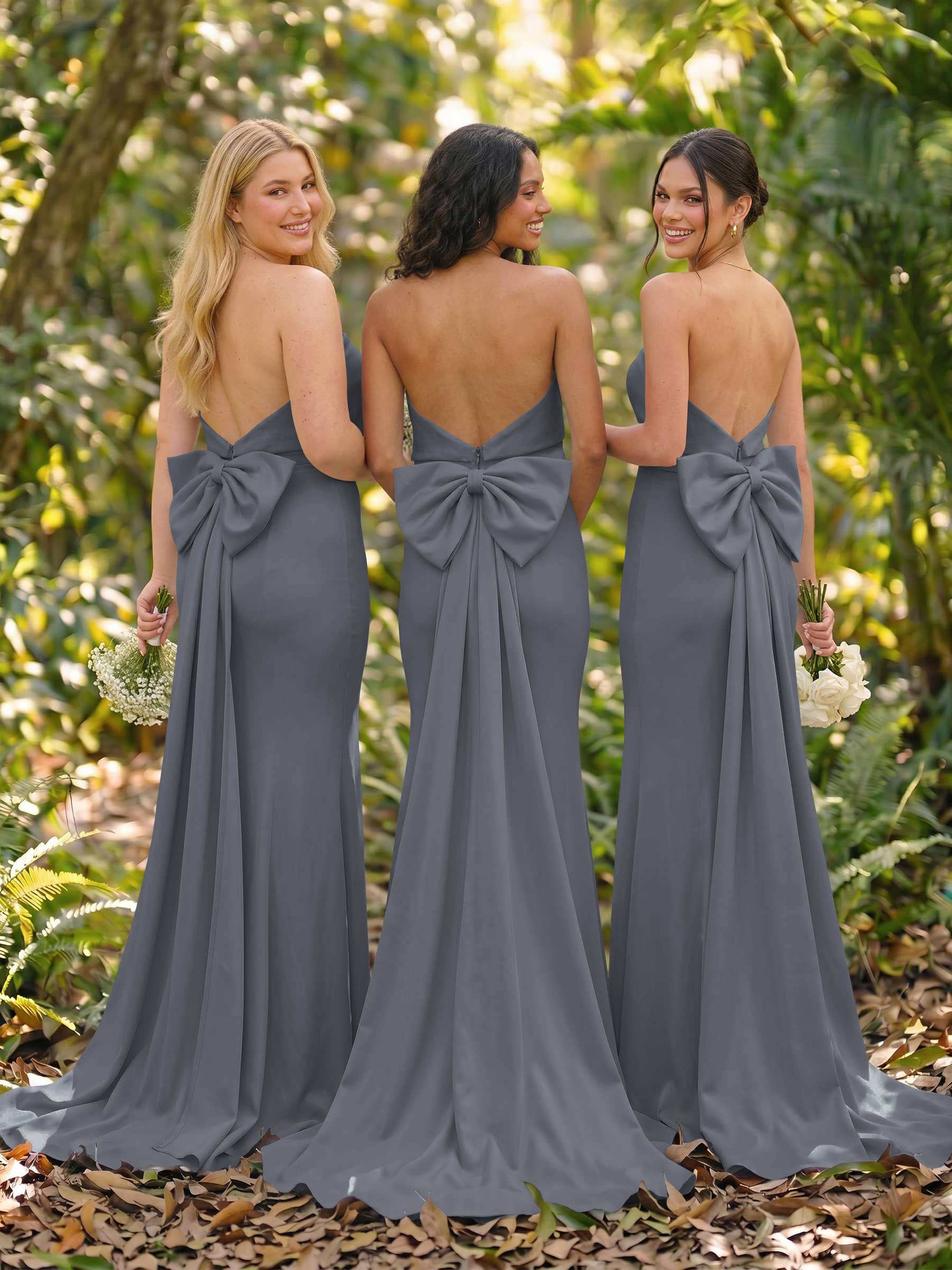 Open Back Strapless Sheath/Column Bridesmaid Dresses With Bow, product image 112