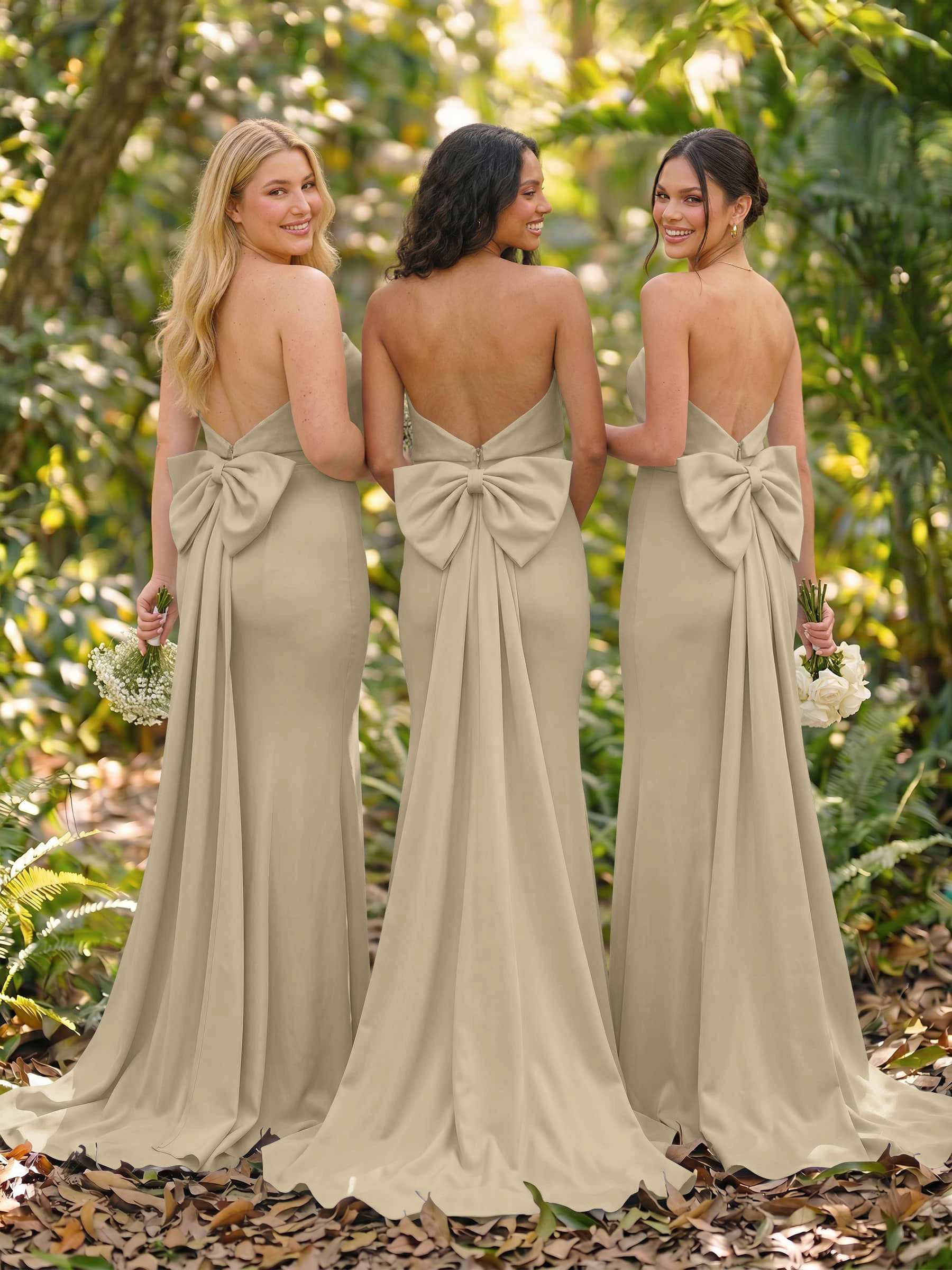 Open Back Strapless Sheath/Column Bridesmaid Dresses With Bow, product image 92