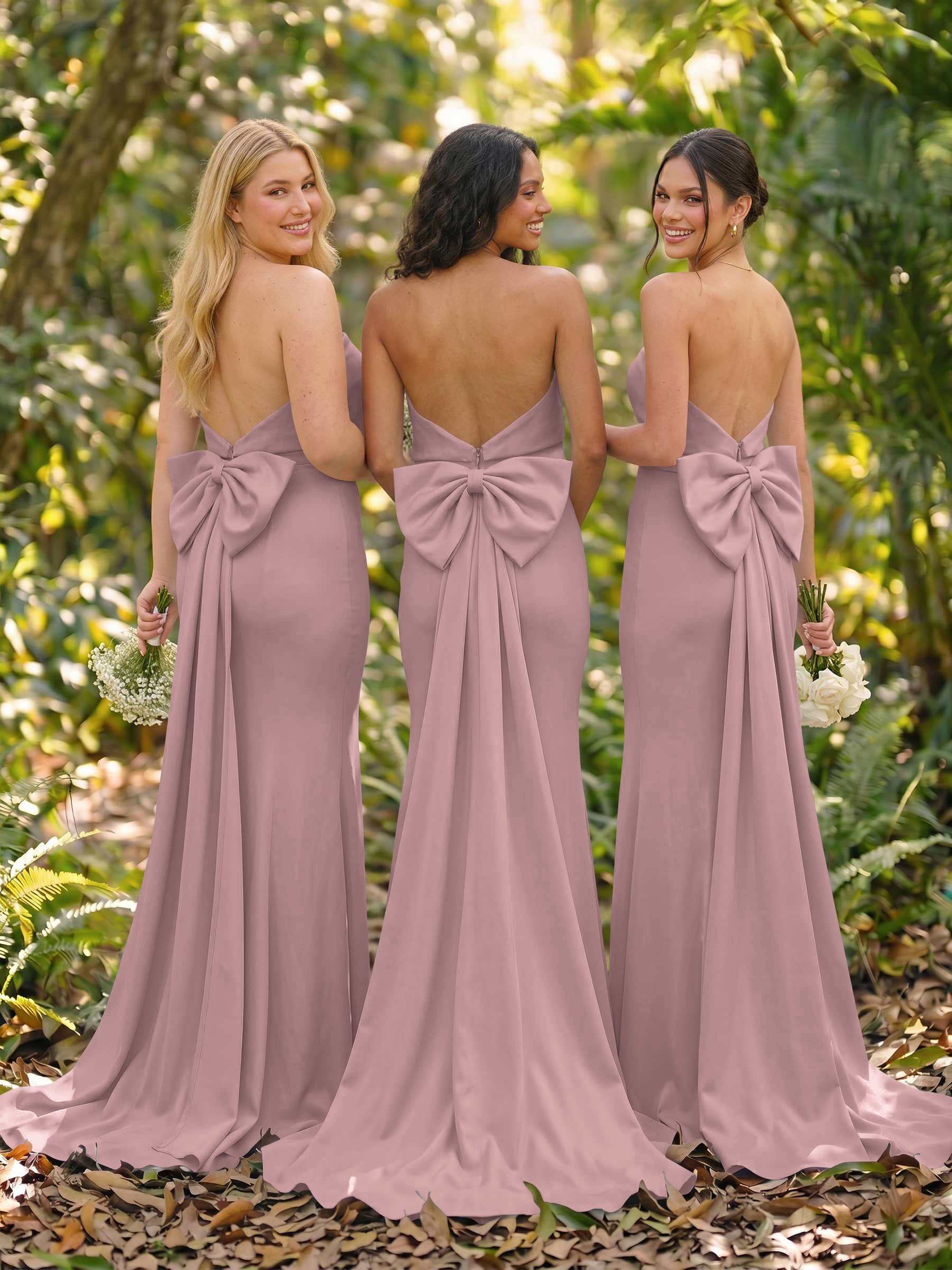 Open Back Strapless Sheath/Column Bridesmaid Dresses With Bow, product image 62