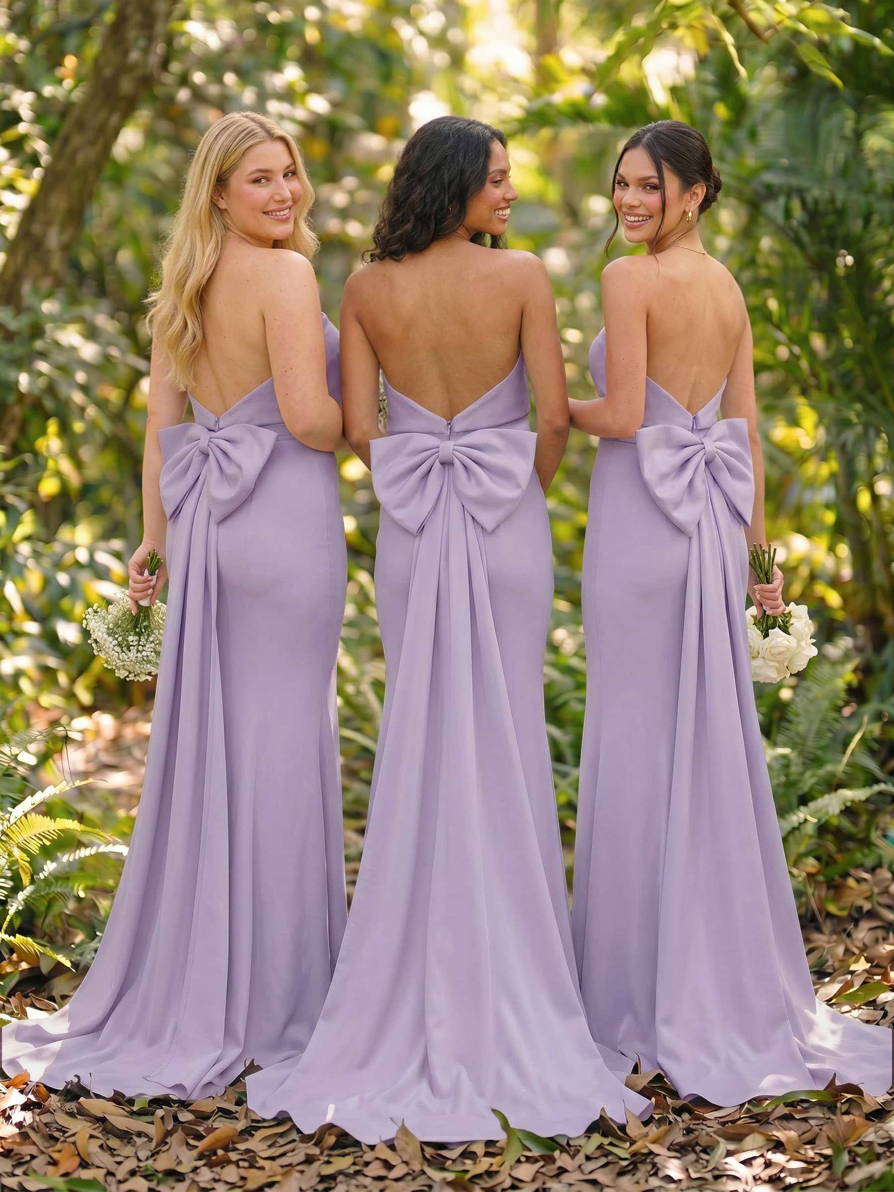 Open Back Strapless Sheath/Column Bridesmaid Dresses With Bow, product image 60