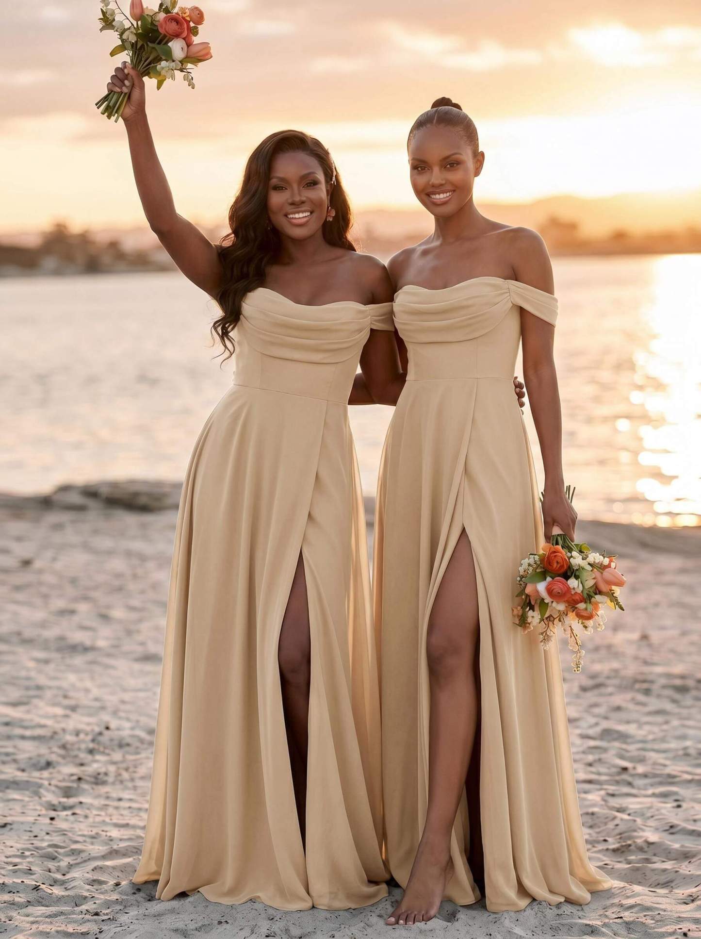 A-Line Off-The-Shoulder Sleeveless Floor-Length Chiffon Bridesmaid Dresses With Split Front, product image 52