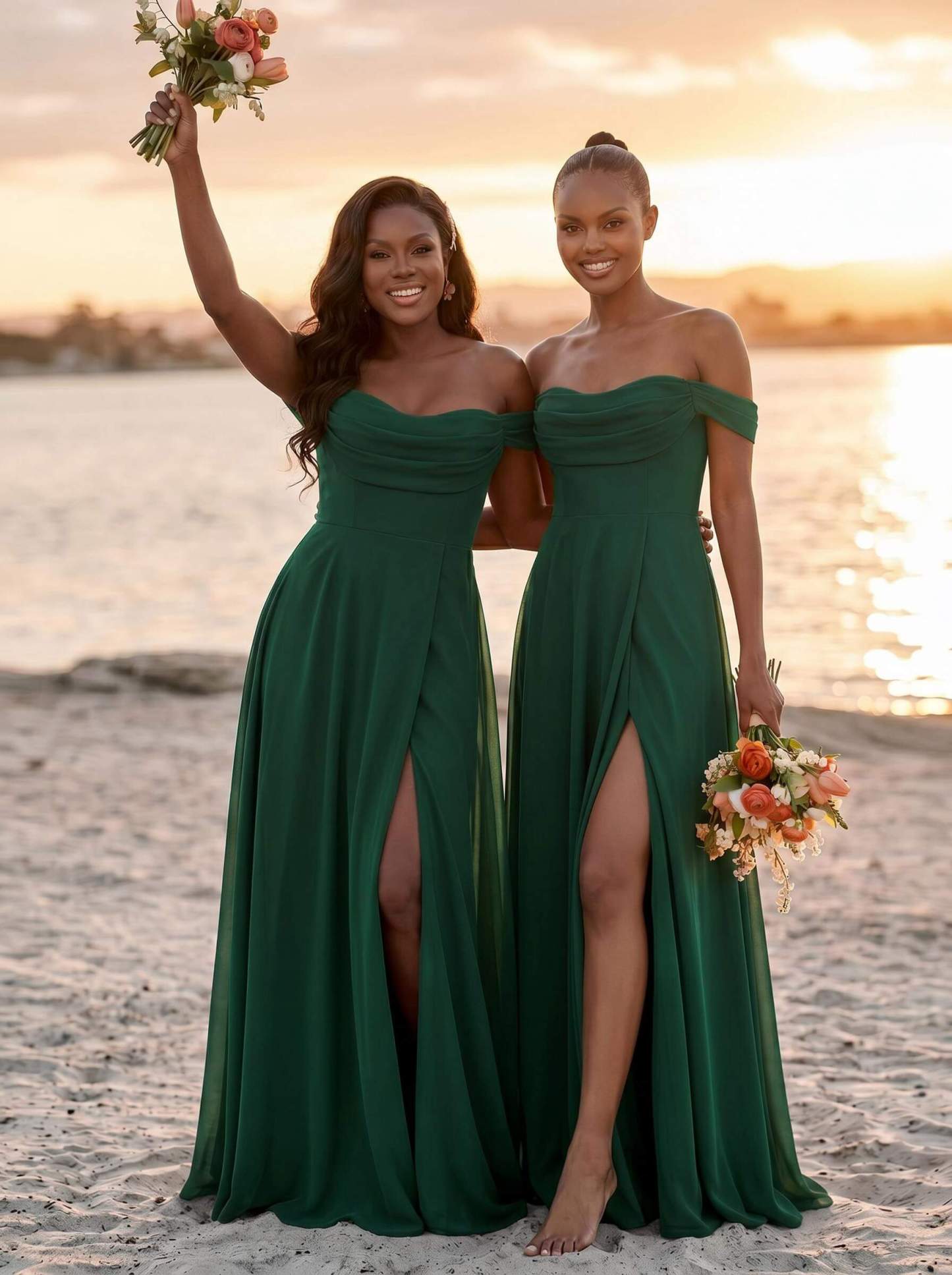 A-Line Off-The-Shoulder Sleeveless Floor-Length Chiffon Bridesmaid Dresses With Split Front, product image 44